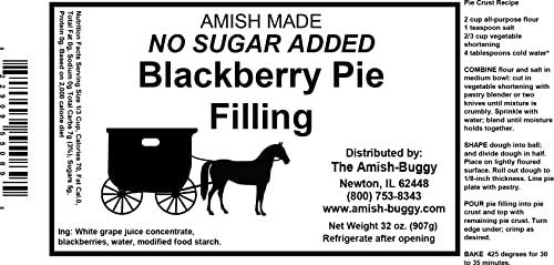 The Amish-Buggy Ready To Use Pie Filling and Topping 32 oz. Jar (No Sugar Added Blackberry 1-Jar)