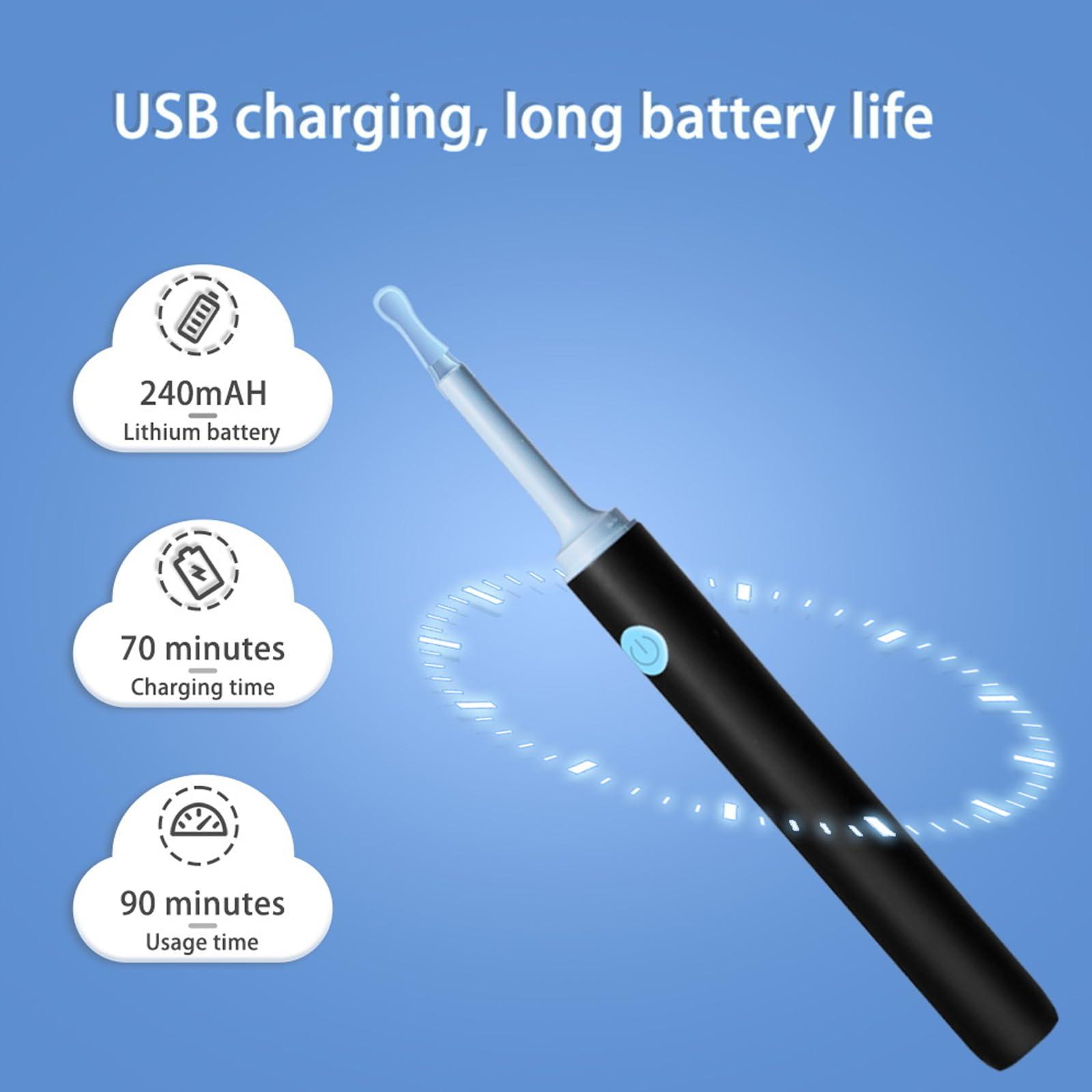 mcgotasy Earify Ear Wax Removal, Fluffora Ear Cleaner, Fluffora Pro Ear Cleaner, Astroridge Ear Cleaner, Rechargeable Ear Wax Removal Tool with Camera (Black)