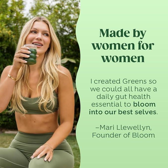 Bloom Nutrition Bloom Nutrition Superfood Greens Powder, Digestive Enzymes with Probiotics and Prebiotics, Gut Health, Bloating Relief for Women, Chlorella, Green Juice Mix w Beet Root Powder, 60 SVG, Strawberry Kiwi