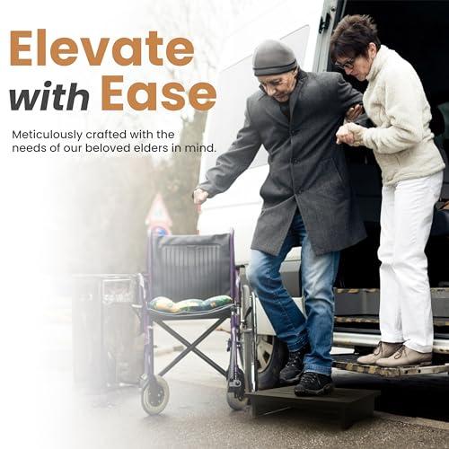 HOLANA Holana 3.5\" Wooden Step Stool for Adults (No Assemble Required)- 200 Lbs One Step Stools for High Bed Riser - Small Stepping Stool for Elderly, Seniors, Kid/Bathroom, Bed, Kitchen (Acacia Wood)