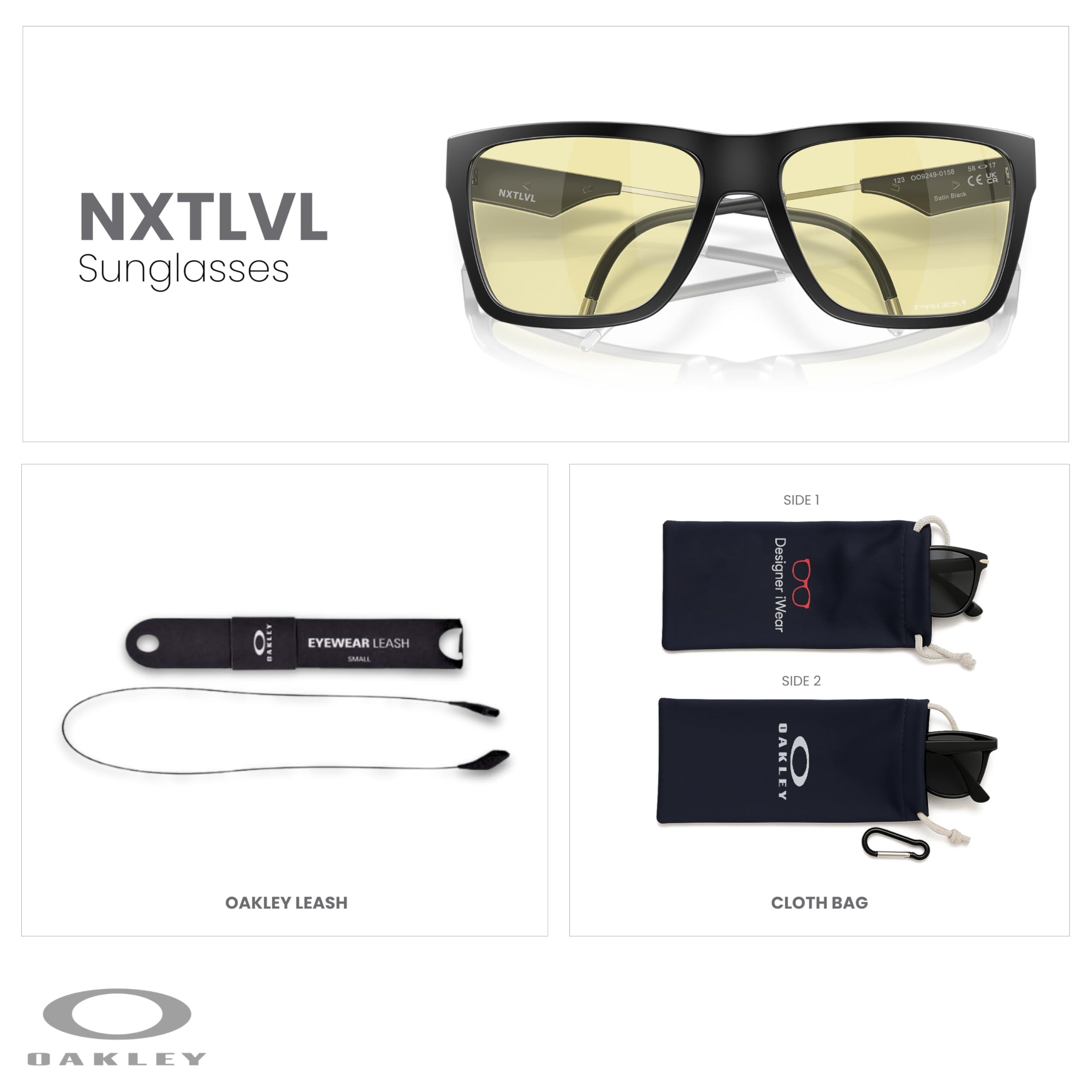 Oakley Oakley NXTLVL OO9249 Gaming Collection 924901 58MM Satin Black/Prizm Rectangular Blue Light Blocking Glasses for Men + BUNDLE Accessory Leash + BUNDLE with Designer iWear Eyewear Kit