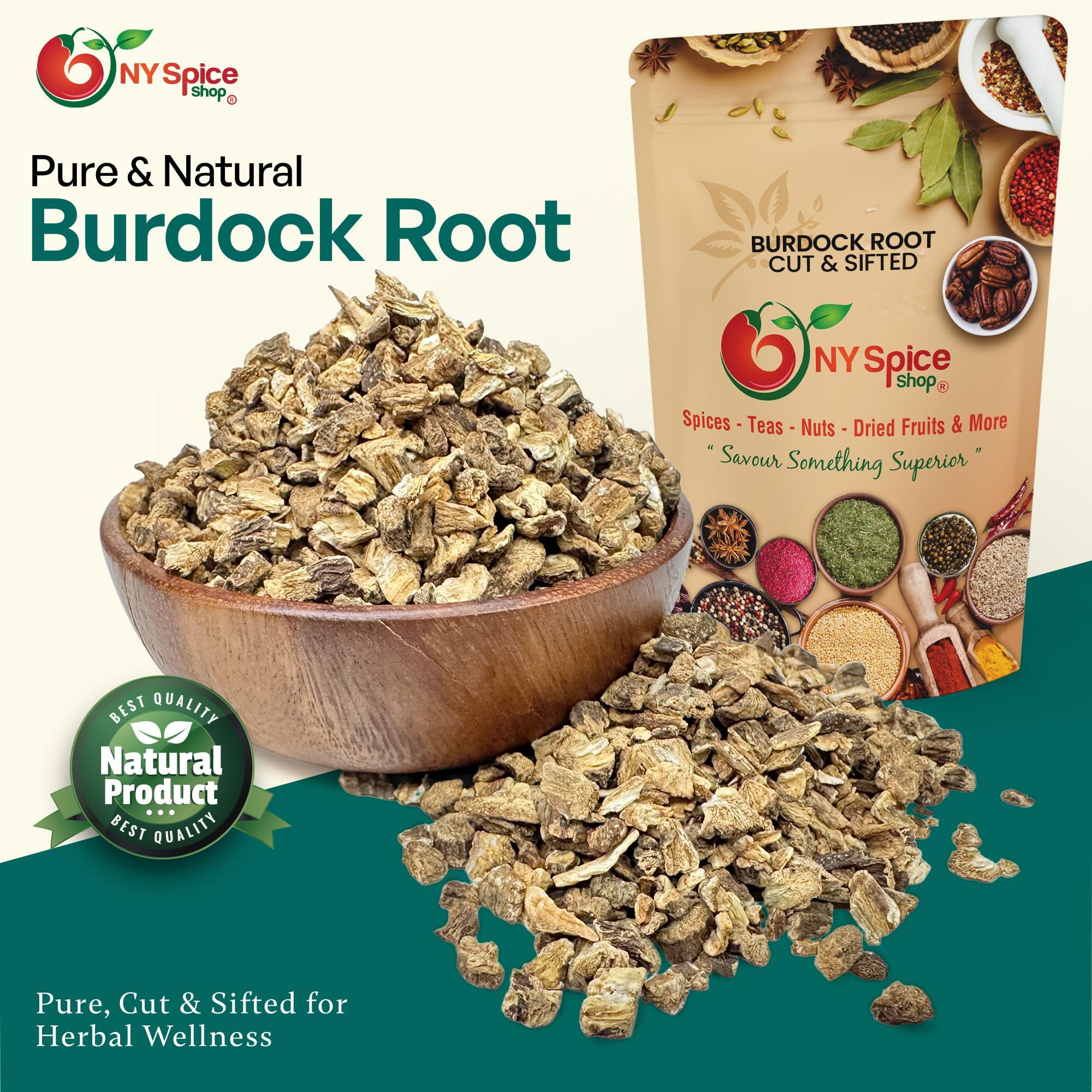 NY SPICE SHOP NY Spice Shop Dried Burdock Root Cut & Sifted - 8 Ounce Fresh Burdock Root for Burdock Root Herbal Tea - Burdock Root Extract - Herbal Burdock Root Herb - Burdock Roots - Arctium Lappa L. Roots
