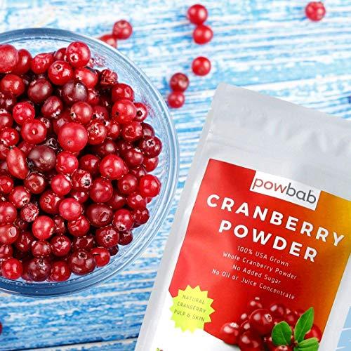 powbab powbab Cranberry Powder from 100% USA Grown Organic Dried Cranberries. No Added Sugar. Pure Fruit, Unsweetened Cranberry Supplement for Urinary Tract Health for Women. Not Freeze Dried. (3.5 Oz)