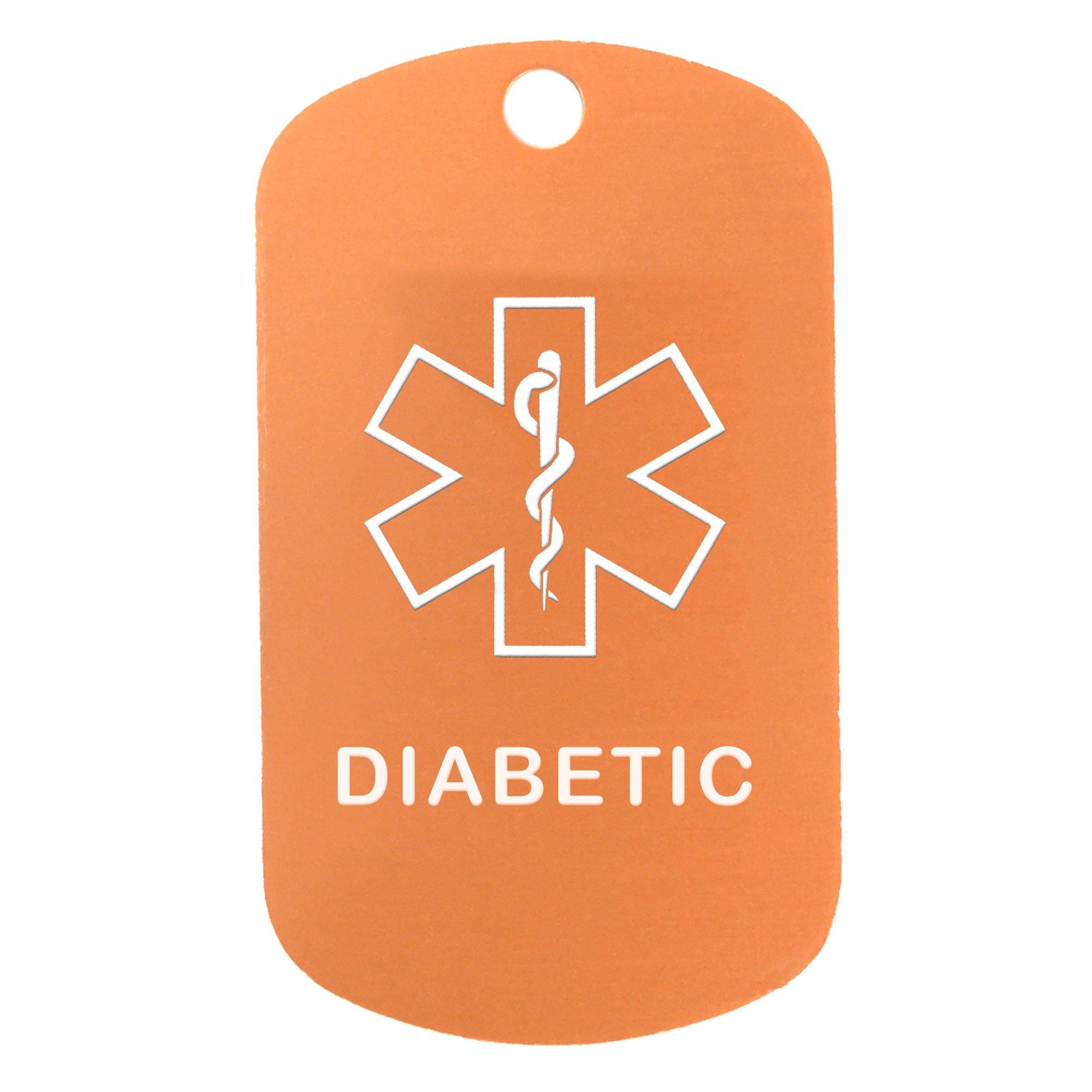 Goods For Giving Custom 2 Pack - Diabetic Medical Alert ID Necklaces with Copper Custom Tags, Purple Silencers, and 30'' USA Chains