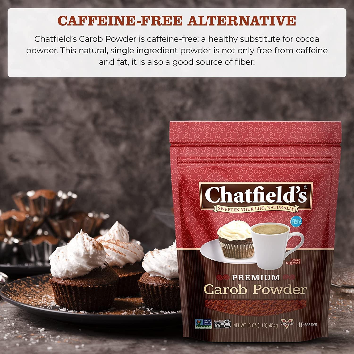 Chatfield\'s Chatfields All Natural Carob Powder 16-oz Pouch, Sweet and Delicious, Premium Quality, Caffeine-Free, Gluten-Free, Vegan, Kosher, Non-GMO Verified - (4 Pack)