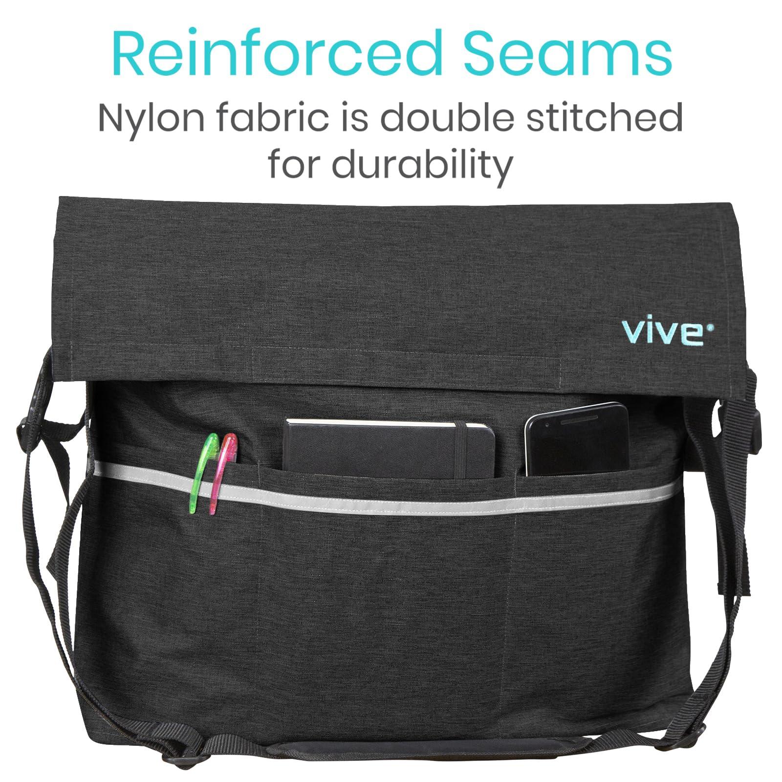 Vive Vive XL Wheelchair Bag - Waterproof, Scratch-Resistant, Double-Stitched, Machine Washable Accessory for Adults, Seniors, 15 Colors - Storage Walker Backpack to Hang on Back of Wheel Chair