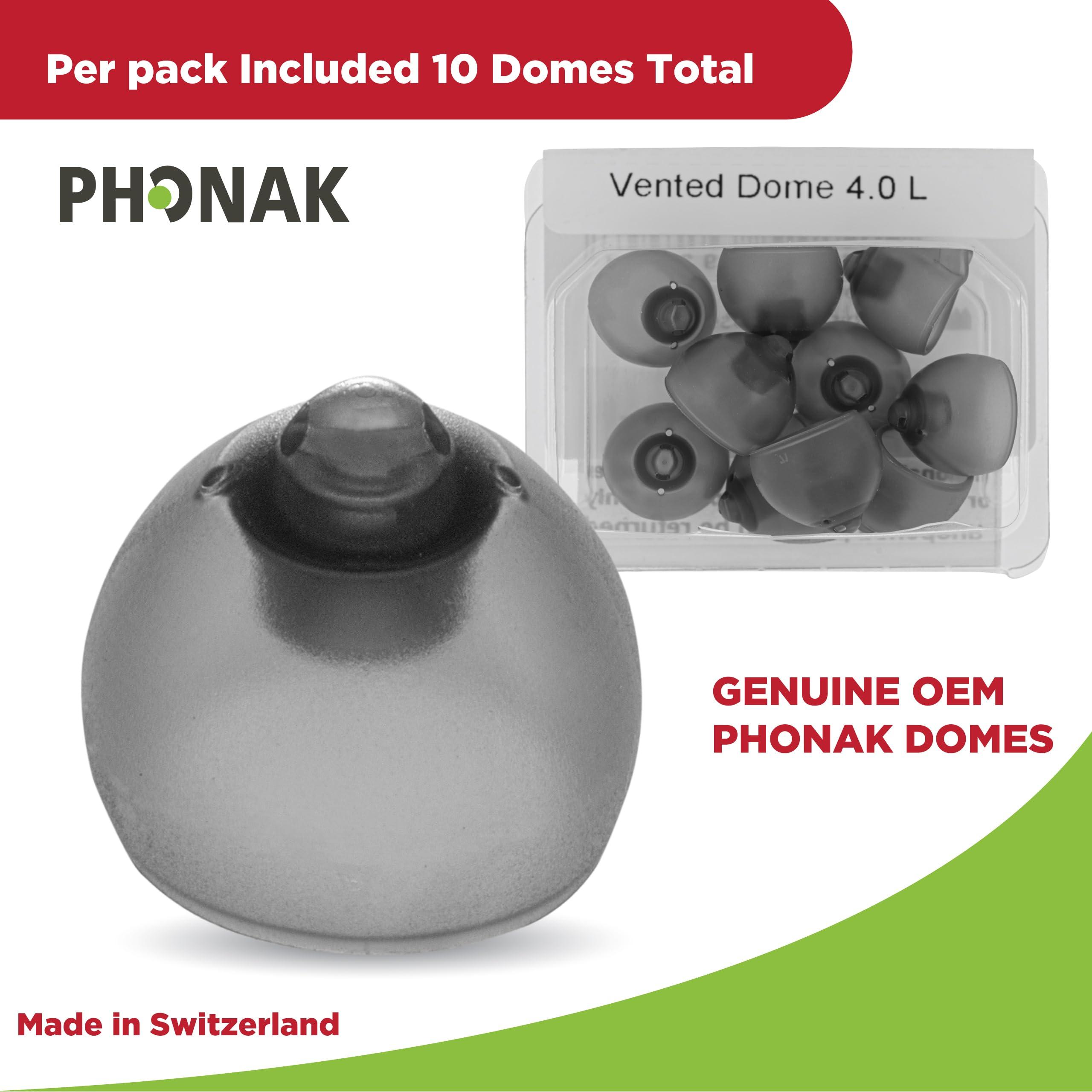 Otto Tech Phonak Vented 4.0 Dome Large (0.43 inch=11mm) 10 Domes, Genuine OEM Switzerland Replacement by Sonova, Hearing Aid Domes for Phonak Audeo Marvel Paradise Lumity Accessories -1 Pack/10 Domes Total