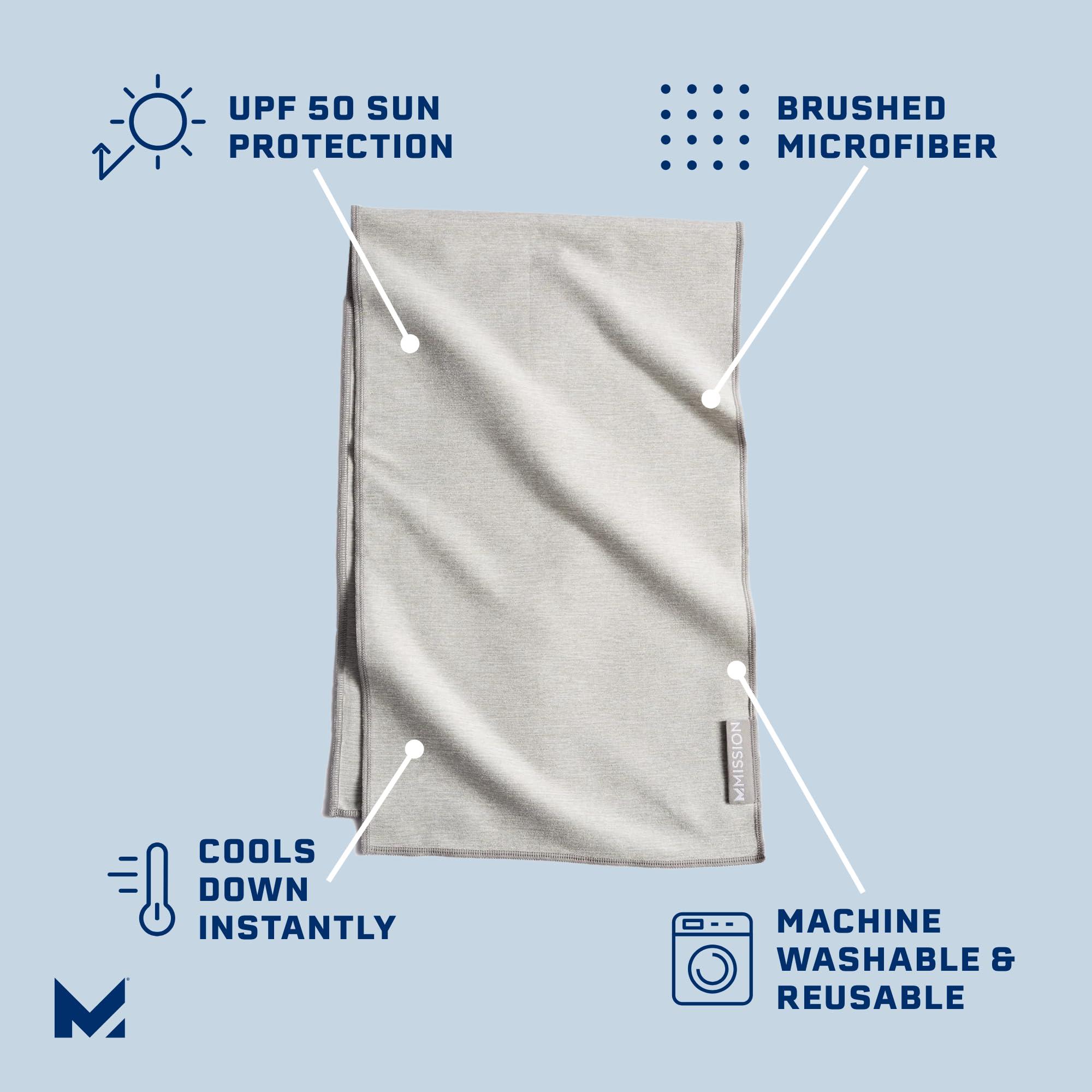 MISSION Mission Original Cooling Towel, Alloy Heather - Soft, Durable Microfiber - Cools Up to 2 Hours - UPF 50 Sun Protection - Machine Washable
