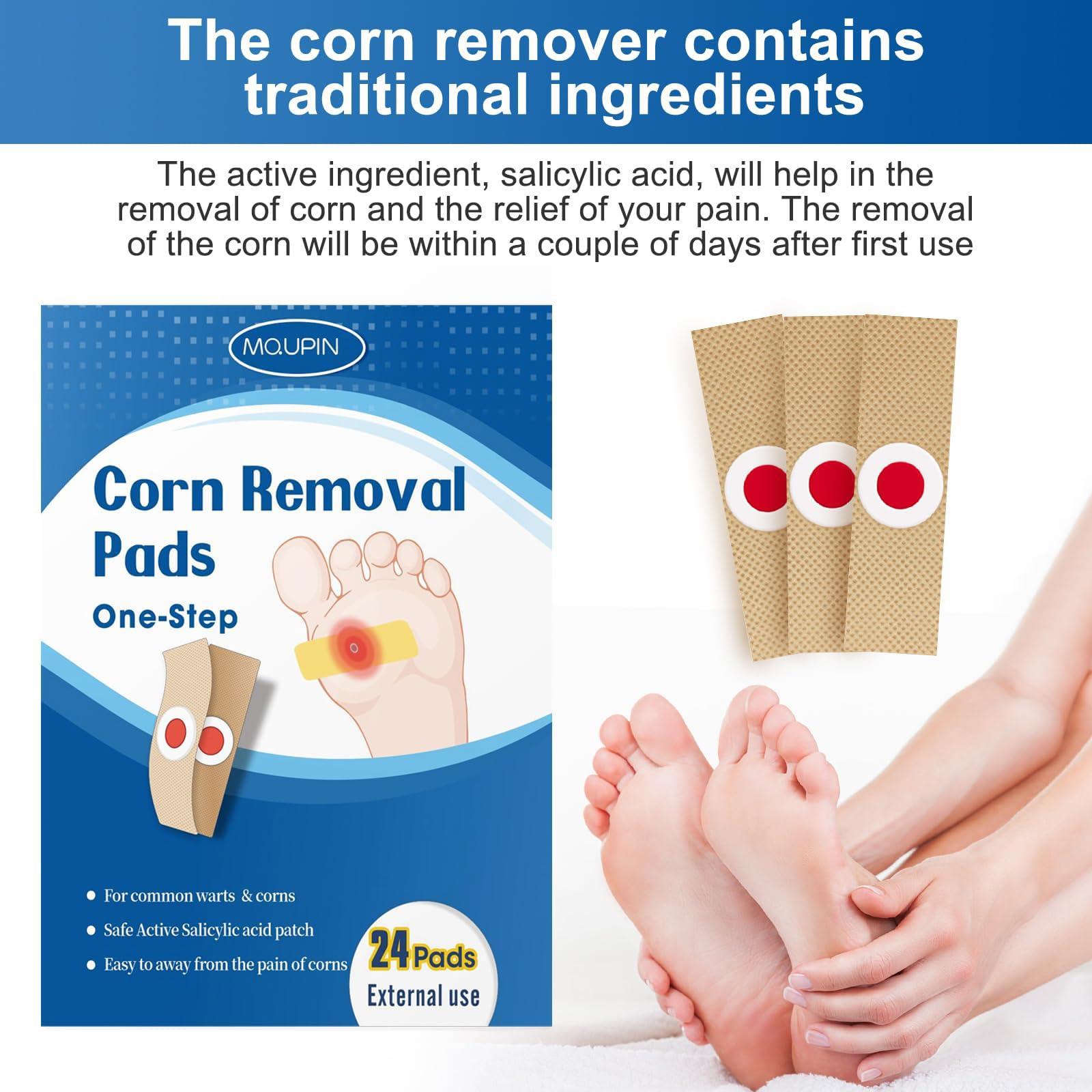 MQUPIN 24 Count Corn Removal Pads for Feet and Toe, Corn Feet Remover for Feet Extra Strength, Callous Remover