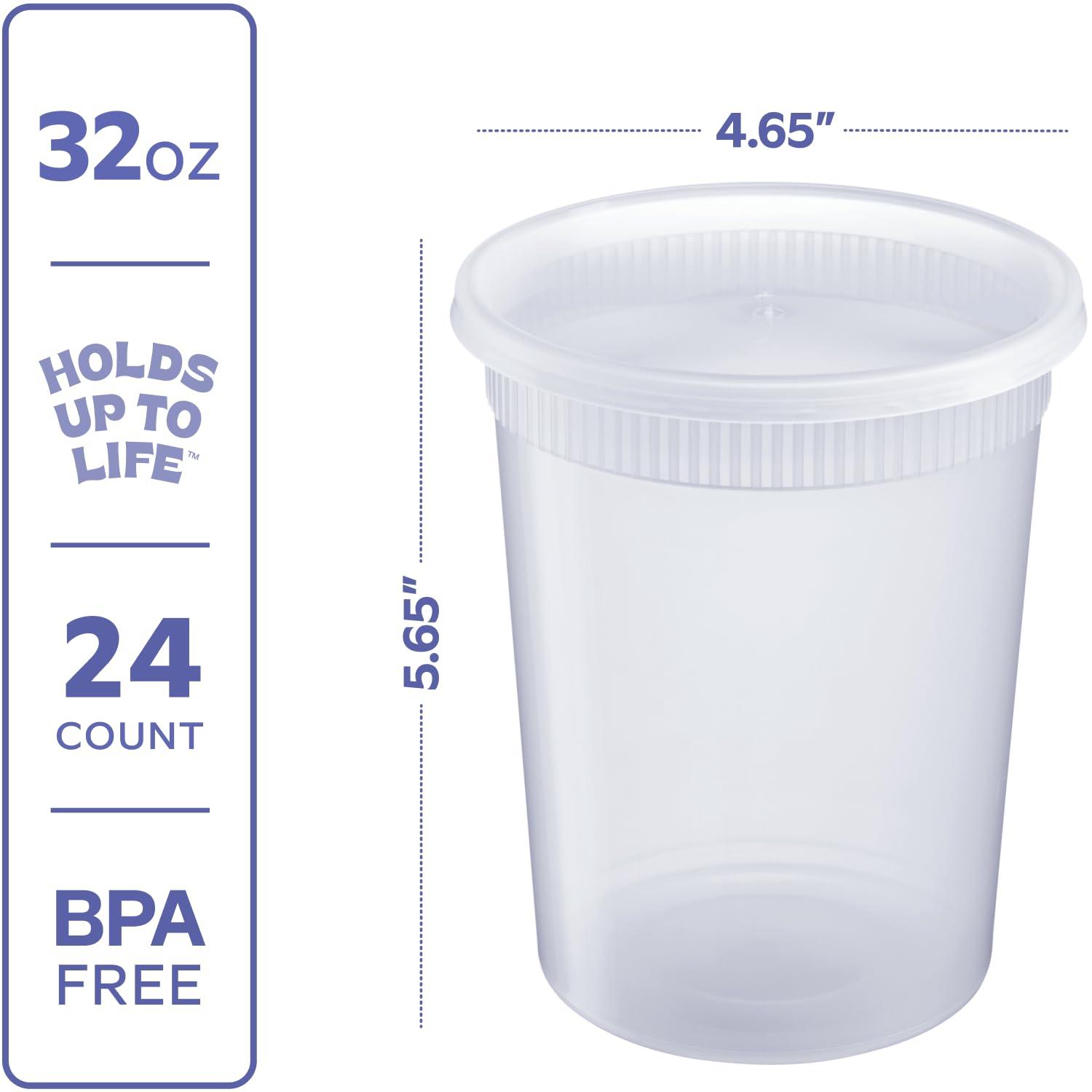 Comfy Package GUSTO [32 oz. - 24 Count Plastic Deli Containers with Lids - Disposable Food Storage Containers With Airtight Lids, Ideal for Soups, Stews, and Meal Prep