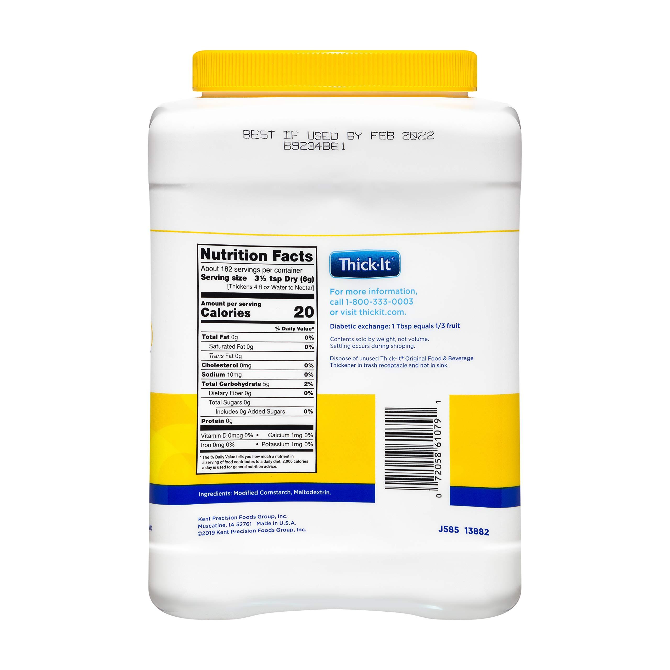 Thick-It Thick-It Original Food & Beverage Thickener, Flavorless Powder for Dysphagia (IDDSI), Digestible Swallowing Aid, Easy-to-Mix & Instant Dissolve, Used in Hot & Cold Food, 36 oz Canister