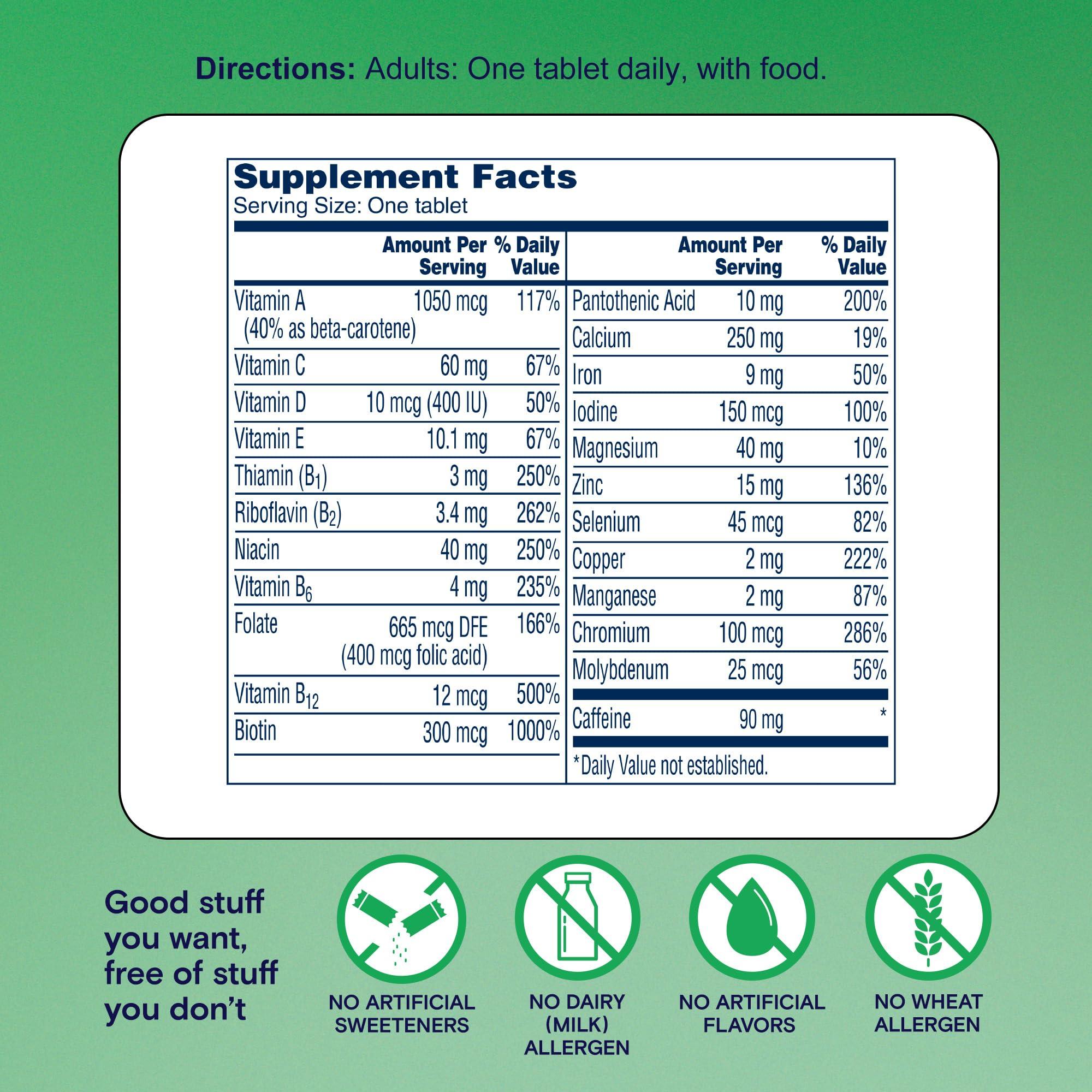 ONE A DAY One A Day Energy Daily Essentials Multivitamin, Energy Supplement to Support Physical Energy & Mental Alertness Support with Vitamin B6, Vitamin B12, Caffeine & Folic Acid, 120 Count