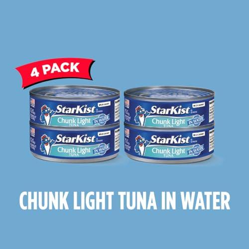 StarKist StarKist Chunk Light Tuna in Water, 5 oz (4 Pack) Canned Tuna Fish, Wild Caught, Gluten Free, Ready to Eat, Perfect for Salads, Keto Meals and Snacks, with 20g Protein & 90 Calories Per Serving