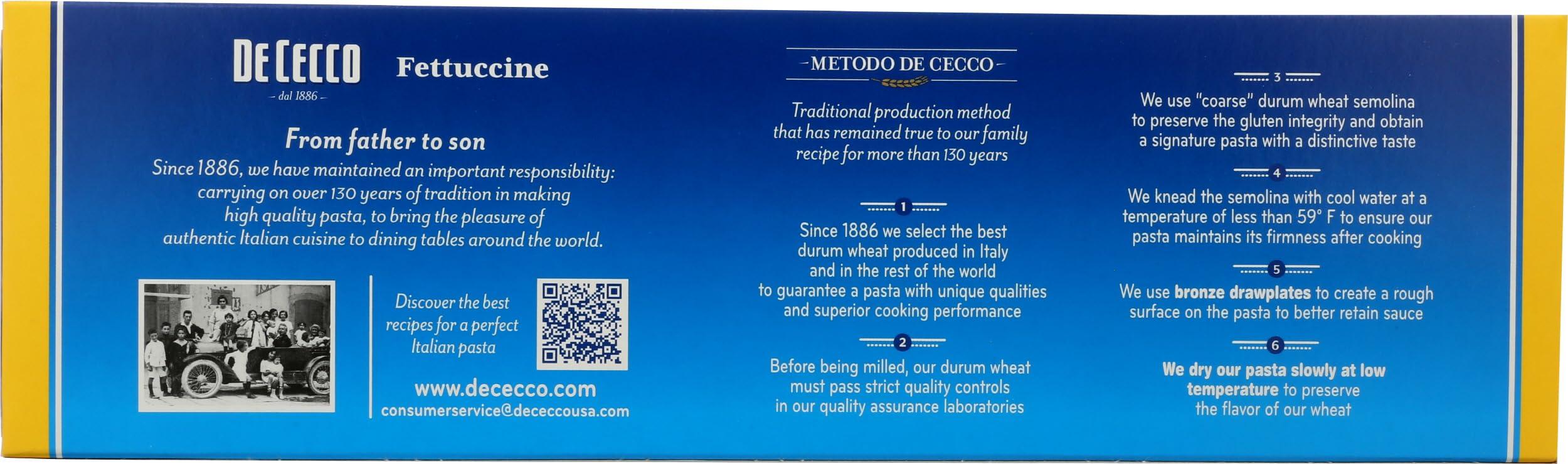 De Cecco De Cecco Semolina Pasta, Fettuccine, 16 oz- Made in Italy, High in Protein & Iron, Bronze Die (VSA0006p)