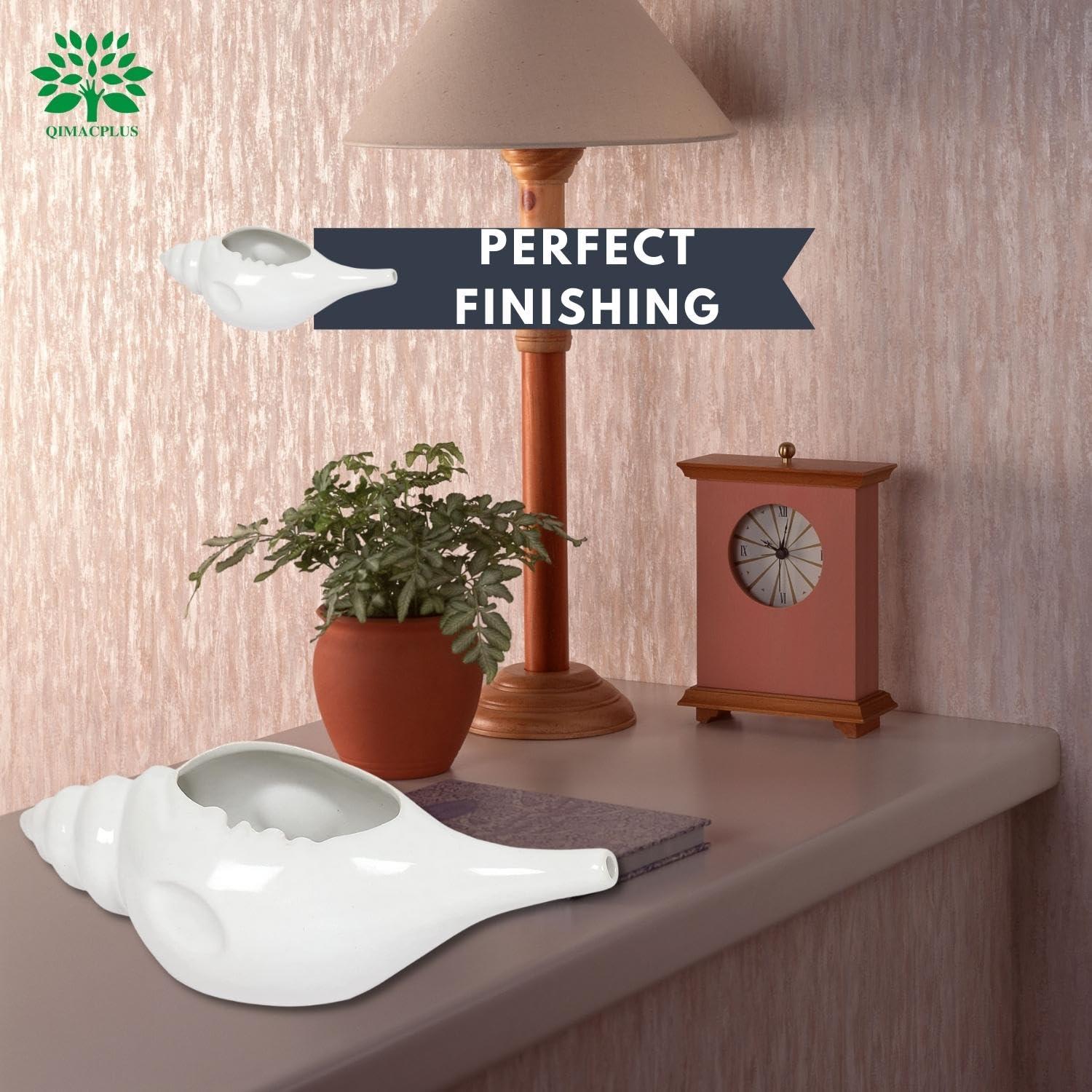 Qimacplus Qimacplus Leak Proof Durable Ceramic Neti Pot Non-Metallic & Comfortable Grip with 10 Sachet Neti Salt | Microwave and Dishwasher Friendly Natural Treatment for Sinus and Congestion (White)