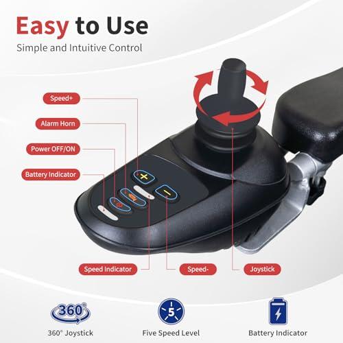 EvoTraQ EvoTraQ Electric Wheelchair for Adults, Lightweight & Foldable, Motorized Wheelchairs for Seniors, FSA/HSA Eligible, Up to 300 lbs Capacity Power, USA Based Surpport, Dual 250W Motors - Silver