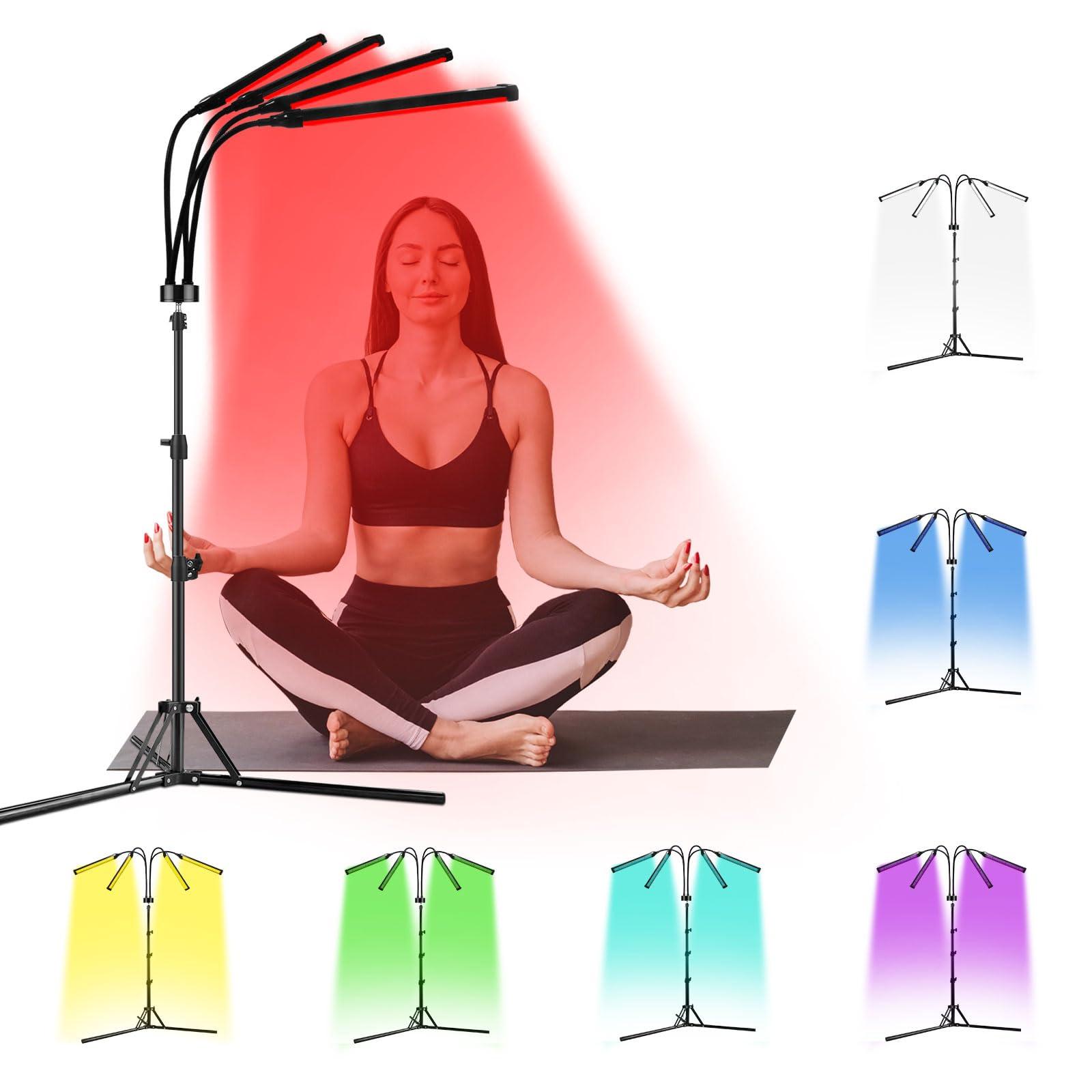 Devowellte 7 Colors LED Red Light Therapy Lamp with Stand & 7 Color Red Light Therapy Lamp with Base