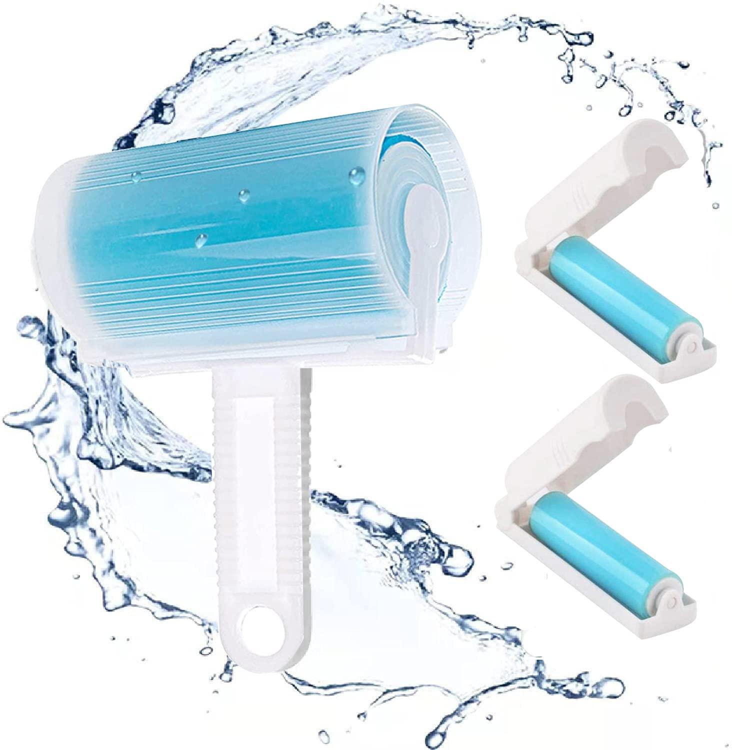 MINRGZEE Washable Lint Roller 3 Pack, Lint Roller Reusable Sticky Dog Cat Hair Remover Cleaner with Cover for Clothes, Pet Hairs, Carseats