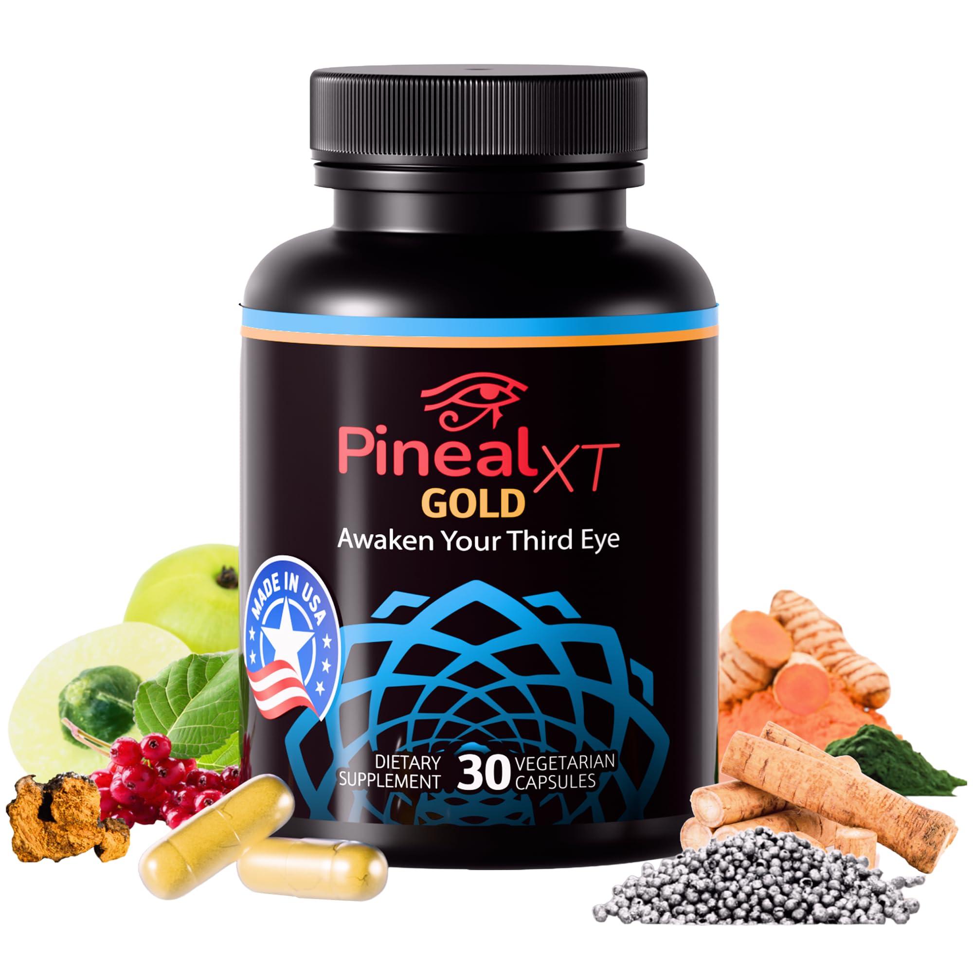 Nutraville Nutraville Pineal XT Gold - Pineal Gland Decalcification - Awaken Your Third Eye with 7 Powerful Ingredients in Custom Formula - Body Detox - Take 1 Vegetarian Capsule a Day