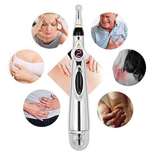 DPROMOT Electronic Acupuncture Pen with 3 Different Heads, Electric Meridian Energy Body Massager Pain Relief Therapy Instrument