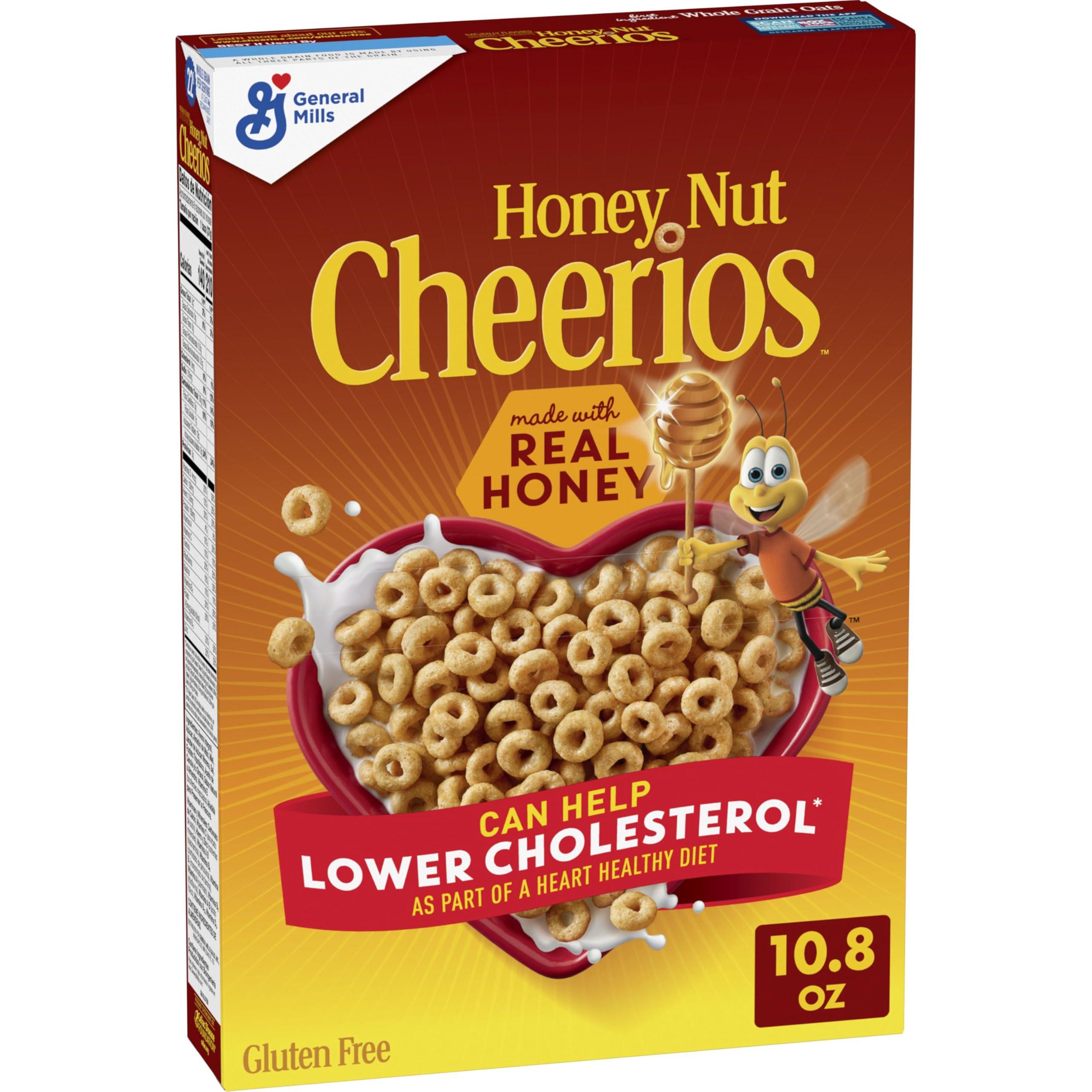 Cheerios Honey Nut Cheerios Heart Healthy Breakfast Cereal, Gluten Free Cereal With Whole Grain Oats, 10.8oz