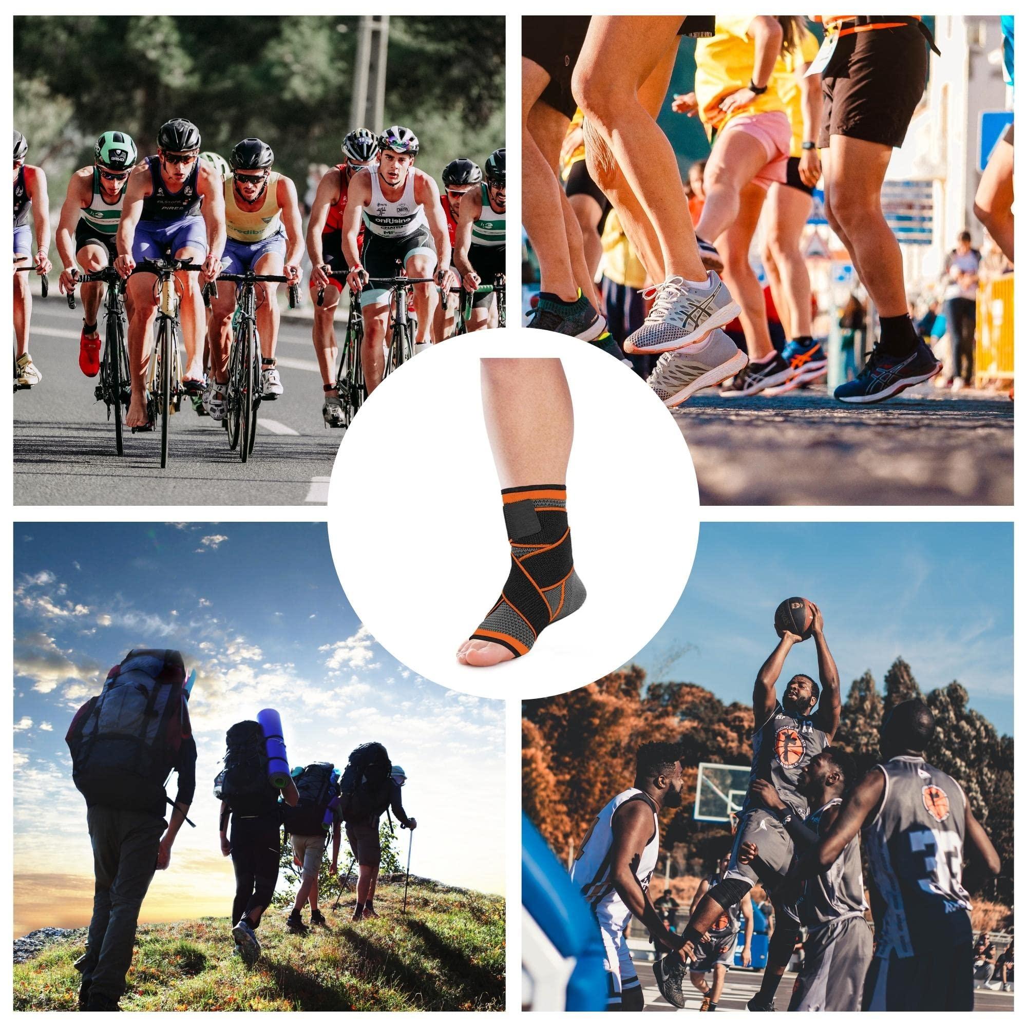 DCF DCF Ankle Brace Compression Support Sleeve Ankle Compression Socks for Plantar Fasciitis, Achilles Tendonitis Pain Relief, Foot & Ankle Swelling, Joint Pain, Heel Spurs (1 Pair) (Medium, Orange)