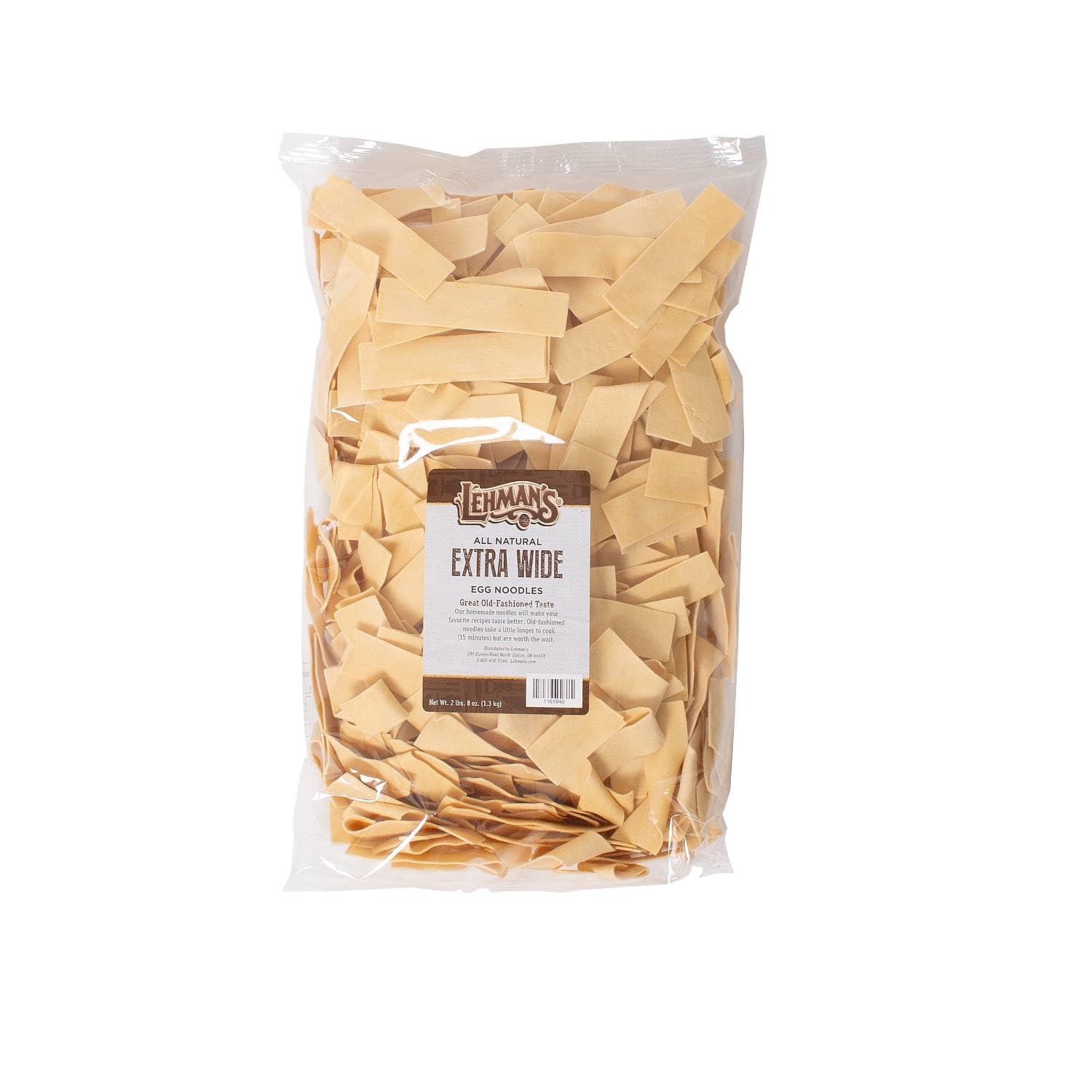 Lehman\'s Lehman\'s Homemade Egg Noodles, All Natural USA Made Amish Pasta, Case of Four Big 40 oz Bags, Extra Wide 1 Inch Width