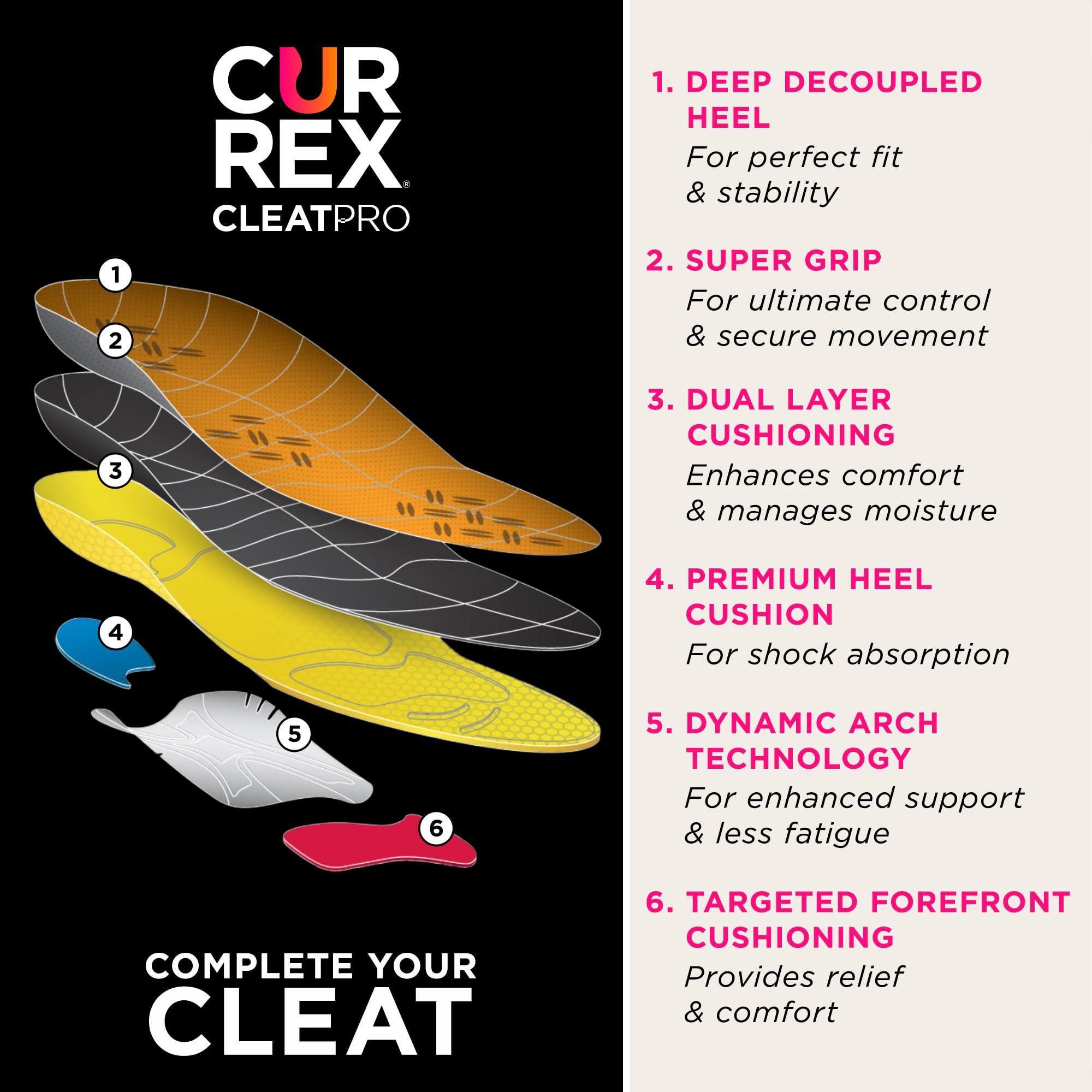 currex CURREX CleatPro Sport Insoles for Soccer Cleats, Football Cleats, & Field Sport Shoes Stabilizing Inserts to Help Reduce Fatigue, Prevent Common Injuries for Men, Women & Kids Medium Arch, XS