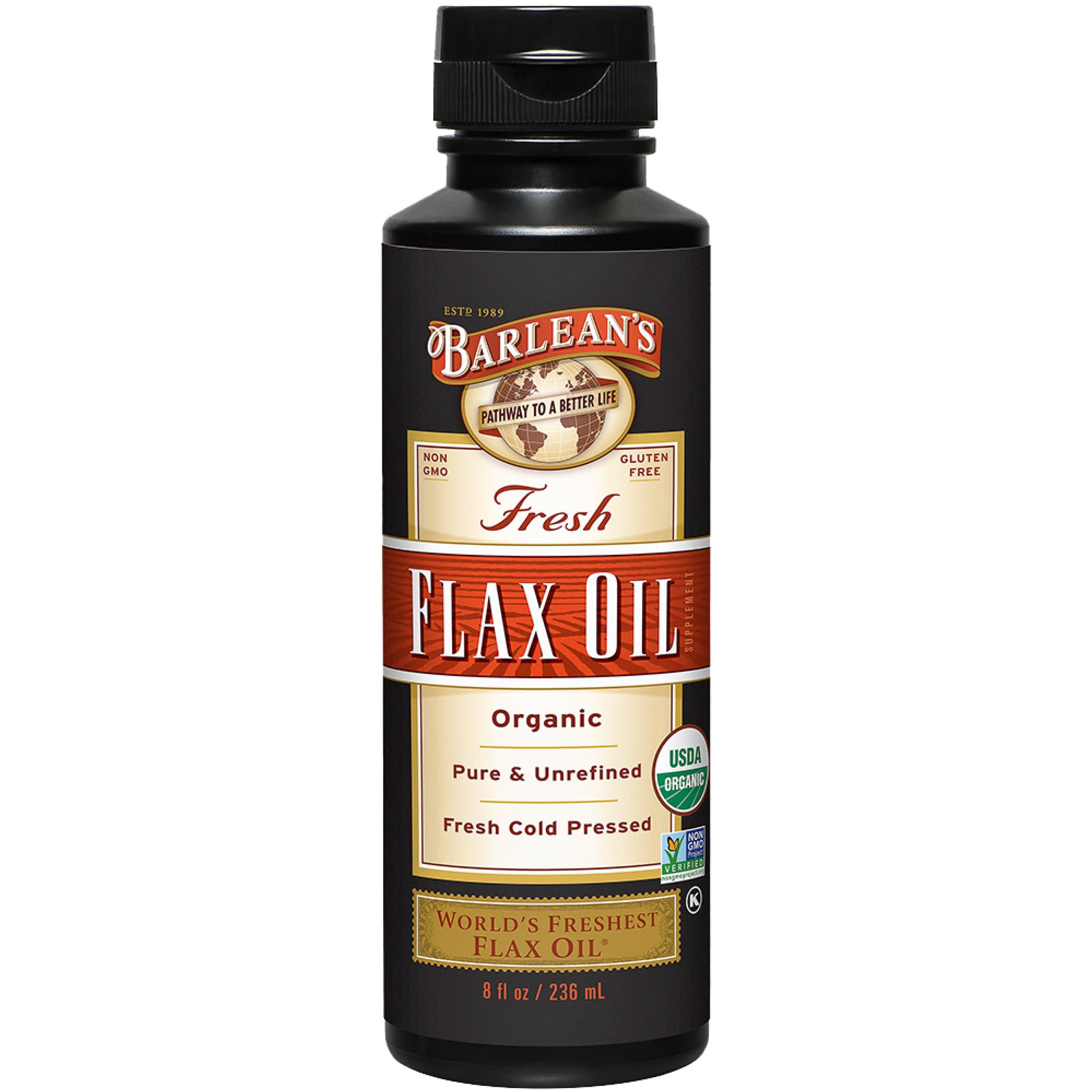 Barlean's Barlean's Organic Flaxseed Oil Liquid from Fresh Cold Pressed Flax Seeds, 7,640mg ALA Omega 3 Fatty Acid Supplement for Skin and Hair Care, Vegan & Gluten Free, 8 oz
