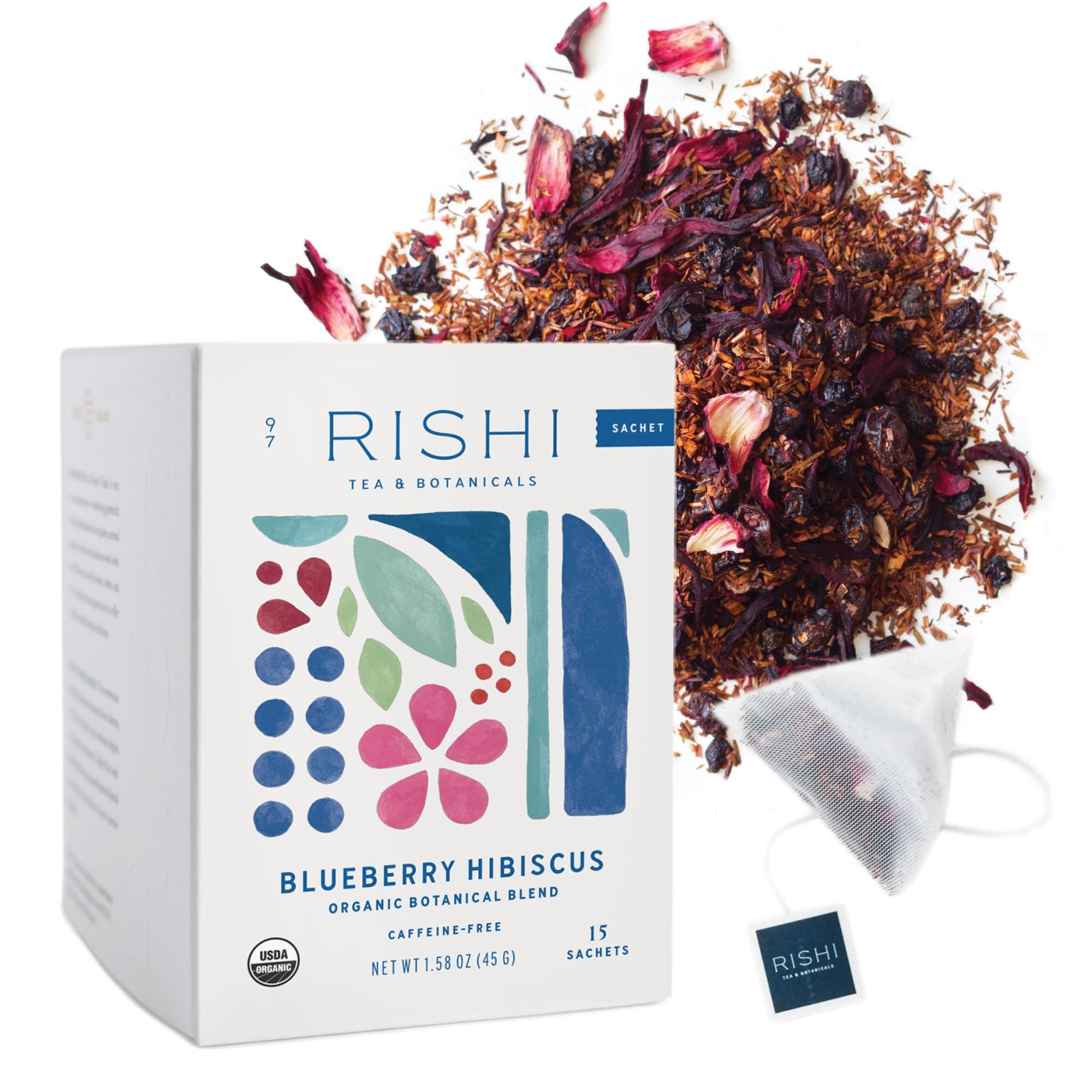 Rishi Tea Rishi Tea Blueberry Hibiscus & Elderberry Healer Herbal Tea - Organic Sachet Tea Bags, Caffeine Free Sleep Friendly Tea Bundle - 15 Count (Pack of 2)