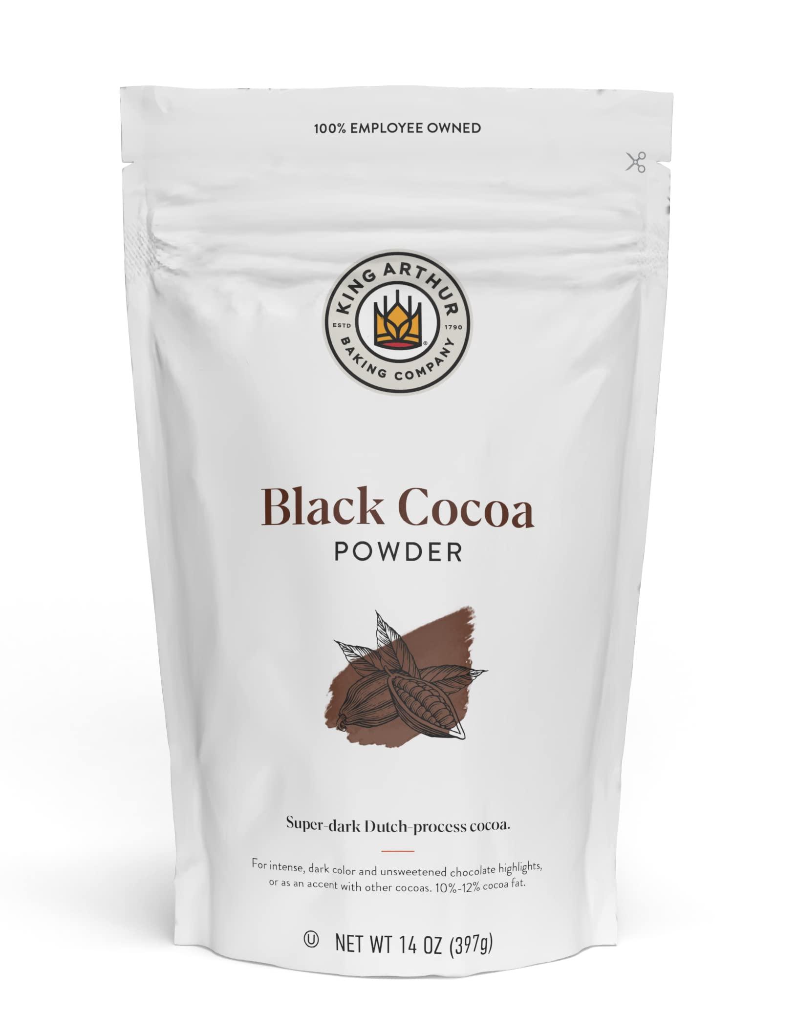King Arthur King Arthur Black Cocoa: Dutch Processed Cocoa Powder for Baking - Intense Dark Chocolate Flavor, Unsweetened, Perfect for Cakes, Cookies & Frosting - 14 oz Resealable Bag