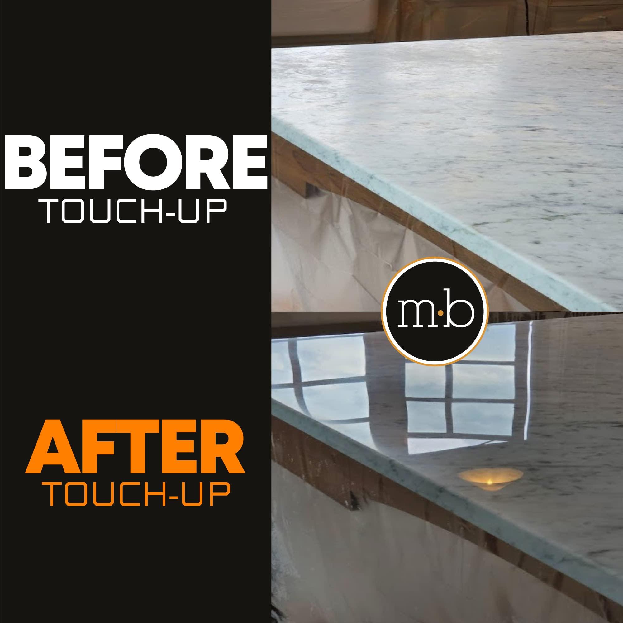 MB Stone Care MB-11 Marble Polishing Powder with Microfiber Cloth and Gloves - Spot Polish Water Stains, Rings or Etches to Restore Marble, Travertine, Limestone or Onyx