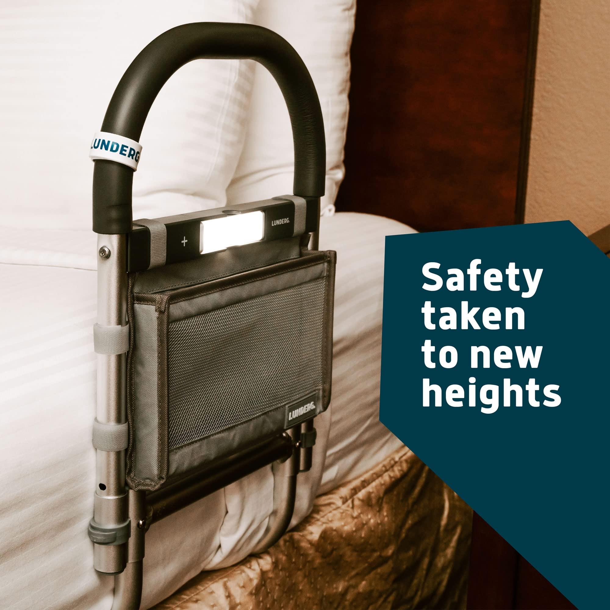 Lunderg Lunderg Bed Rails for Elderly Adults Safety - with Motion Light, Storage Pocket & Non-Slip Handle Bar - Bed Railings for Seniors & Surgery Patients - The Bedside Assist Makes Getting in & Out Easier