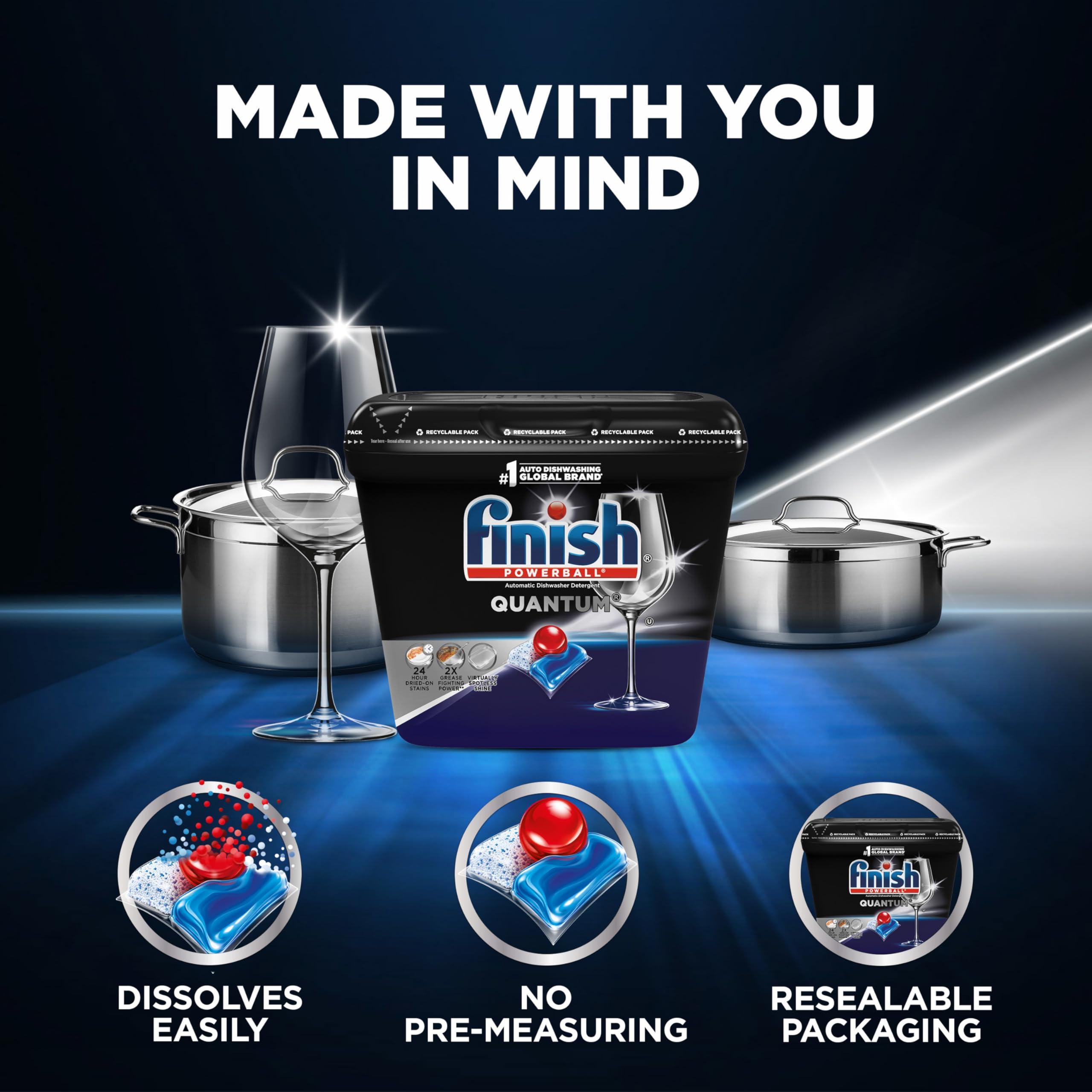 Finish FINISH Quantum Powerball, Dishwasher Pods, Dishwasher Detergent Liquid, Dishwasher Soap, Advanced Clean & Shine, 62ct Dishwasher Tablets