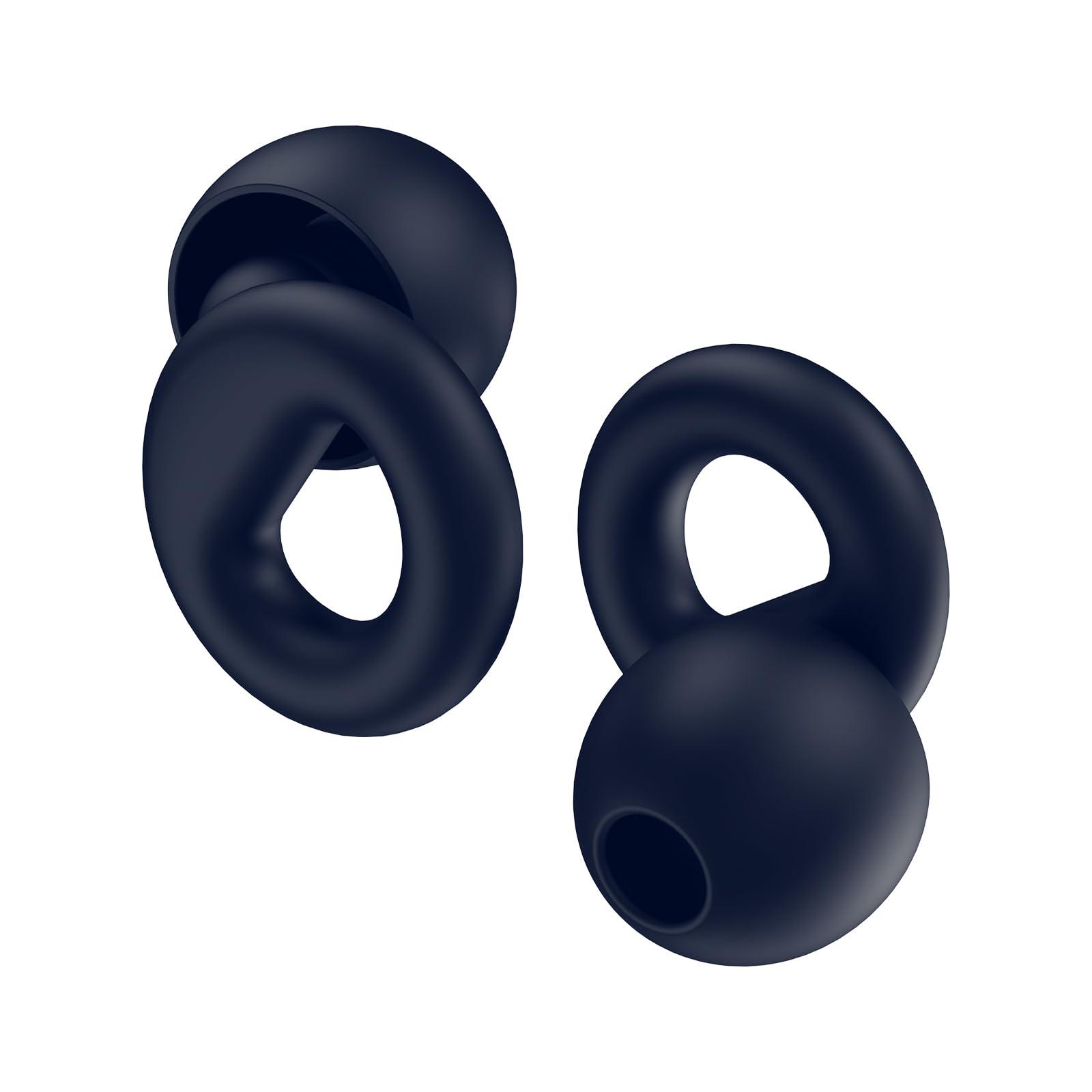DPZZ Noise Canceling Earplugs for Sleep and Concentration New Flexible Earplugs for Better Attenuation 2 Pair Reusable Deal for Side Sleepers &Noise Sensitive Person 27dB Noise CancellationNavy Blue