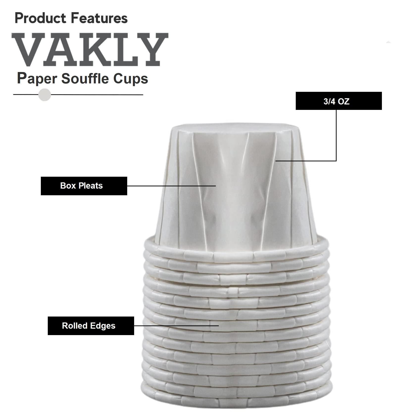 Vakly Disposable Paper Souffle Medicine Cups 3/4 oz [Pack of 2500] – (0.75 Ounce) Small Cups for Medication Distribution, Pills, Tasting, Condiments, Food and Dessert Serving