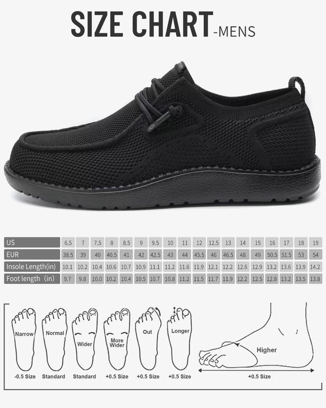 1TAZERO 1TAZERO Extra Wide Shoes for Men - Wide Width 4E Slip on Diabetic Max Shoes with Arch Support Plantar Fasciitis Loafers Casual for Swollen Feet (Black 12.5)