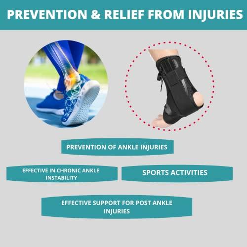 MEDIZED MEDIZED® Ankle Brace, Stabilizer, Lace Up Adjustable Support, Stirrup Compression – for Running, Basketball, Volleyball, Injury Recovery, Sprain, Ankle Wrap for Men, Women, and Children (Large)
