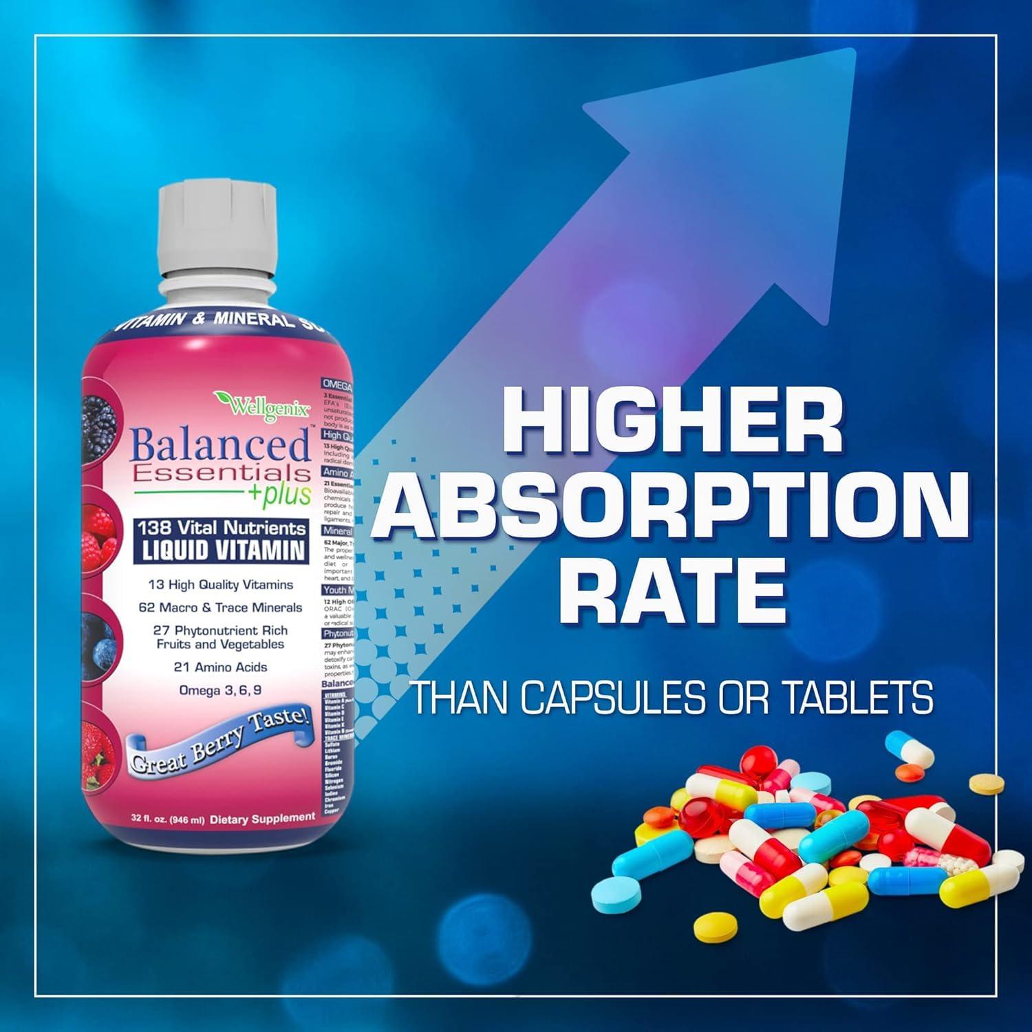 Wellgenix Wellgenix Balanced Essentials Plus New Formula - Berry Flavor 32oz (Pack of 2) - Liquid Vitamin - Complete Multivitamin Supplement - Immune Boosting & Overall Health - Adults, Kids, Toddlers