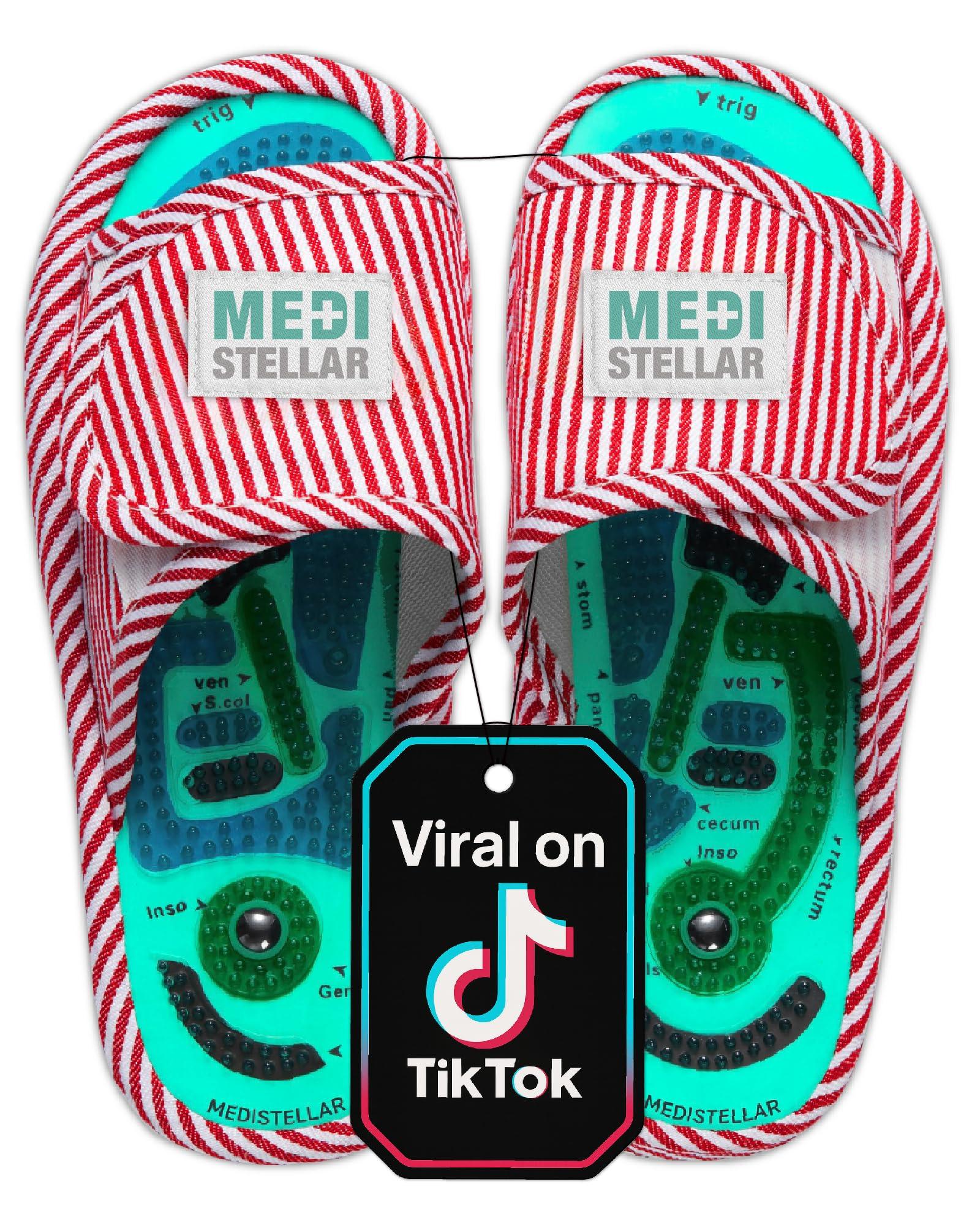 MEDISTELLAR Acupressure Massage Slippers for Plantar Fasciitis & Neuropathy Relief Reflexology Foot Massager Sandals, Ideal Gift for Men & Women, Stress & Tension Relief, Pain Management for Foot Health