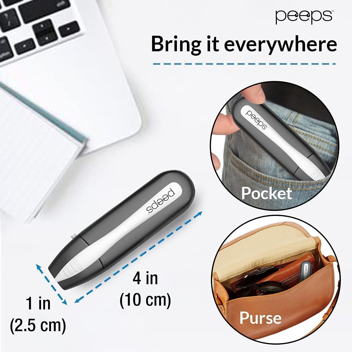 Peeps CarbonKlean Peeps Glasses Cleaner - for Eyeglasses, Reading Glasses, and More - Lens Cleaner with Carbon Microfiber Tech - Injected Black - 1 Count (Pack of 1)