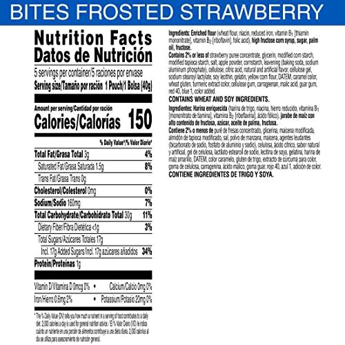 Pop-Tarts Pop-Tarts Baked Pastry Bites, Kids Snacks, School Lunch, Frosted Strawberry (5 Boxes, 25 Pouches)