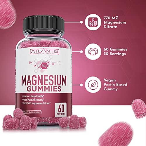 Atlantis Nutrition Ashwagandha & Magnesium Gummies for Improved Sleep & Strengthened Body Functions. Ashwagandha Boosts Mood & Energy - Magnesium Helps Recover Muscles & Relieves Cramps - Vegan