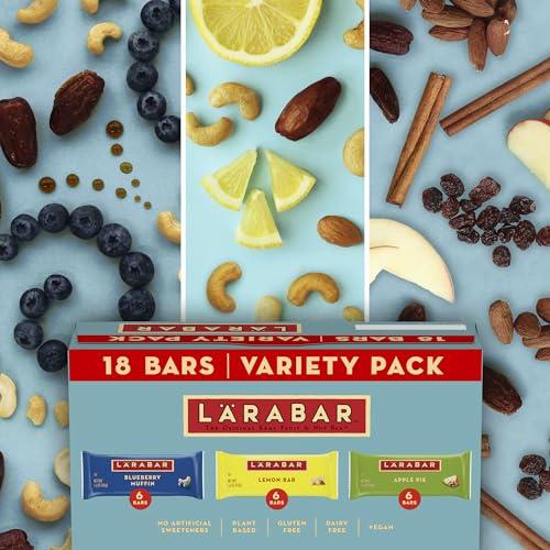 LÄRABAR Larabar Variety Pack, Blueberry Muffin, Lemon Bar, Apple Pie, Fruit & Nut Bars, 18 ct