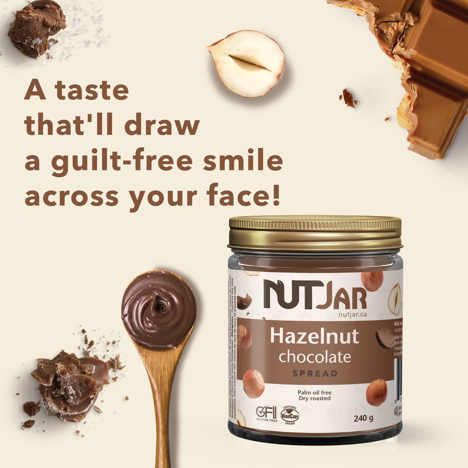 NutJar NutJar Premium Hazelnut Chocolate Spread 240 g, No Added Colours or Preservatives, Vegan, Gluten Free, Keto Friendly, Made in Canada