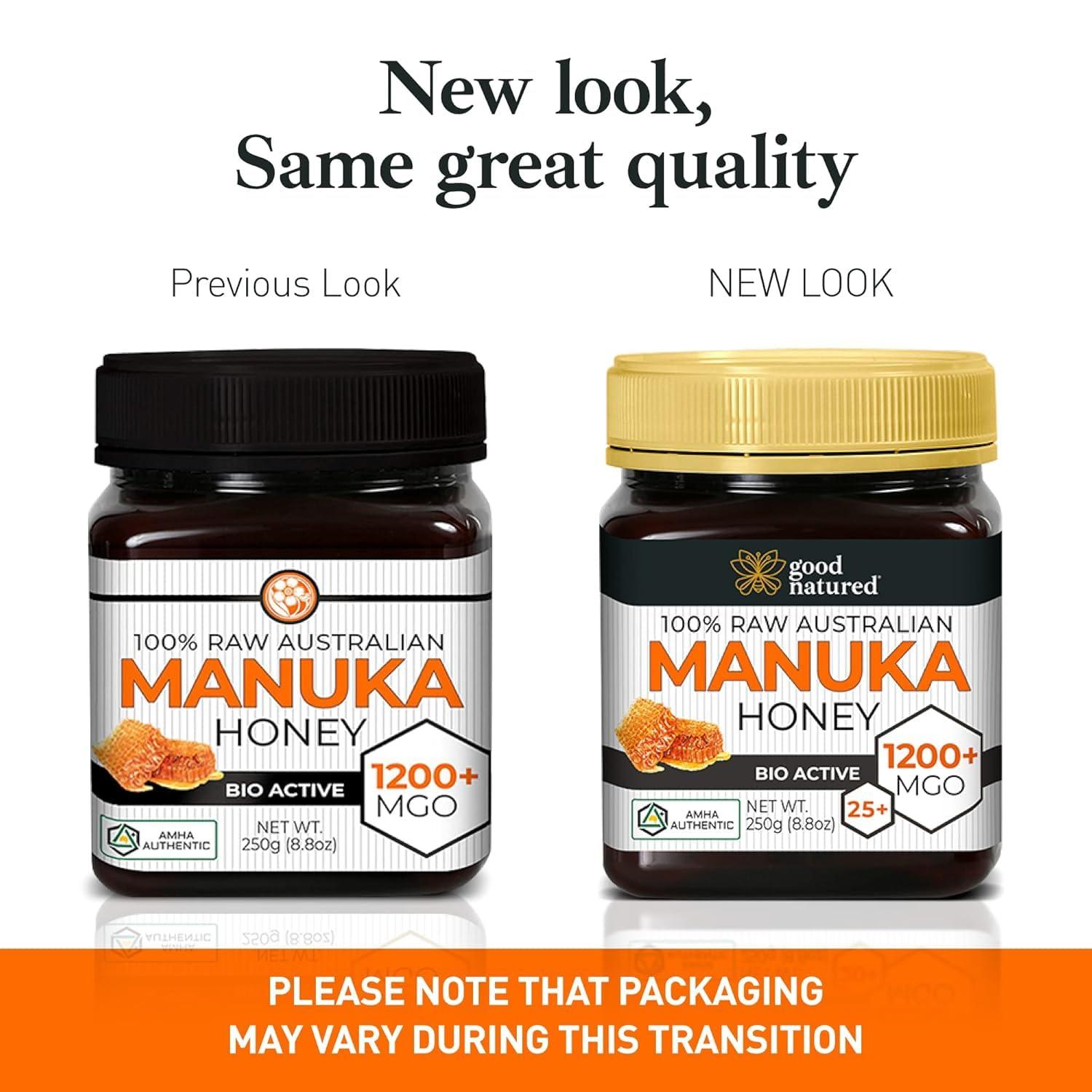 Good Natured Good Natured Manuka Honey (MGO 1200+) - Highest Grade Raw Manuka Honey Medical Grade, Non-GMO, Lab-Tested & AMHA Certified, BPA-free, 8.8 oz