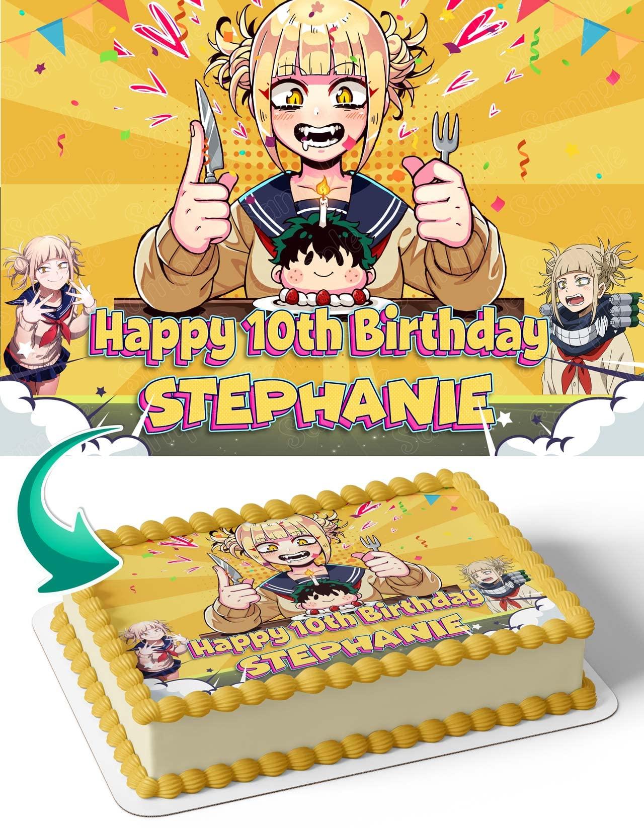 Cakecery CAKECERY Toga Himiko My Hero Academia Edible Cake Image Topper Personalized Birthday Cake Banner 1/4 Sheet