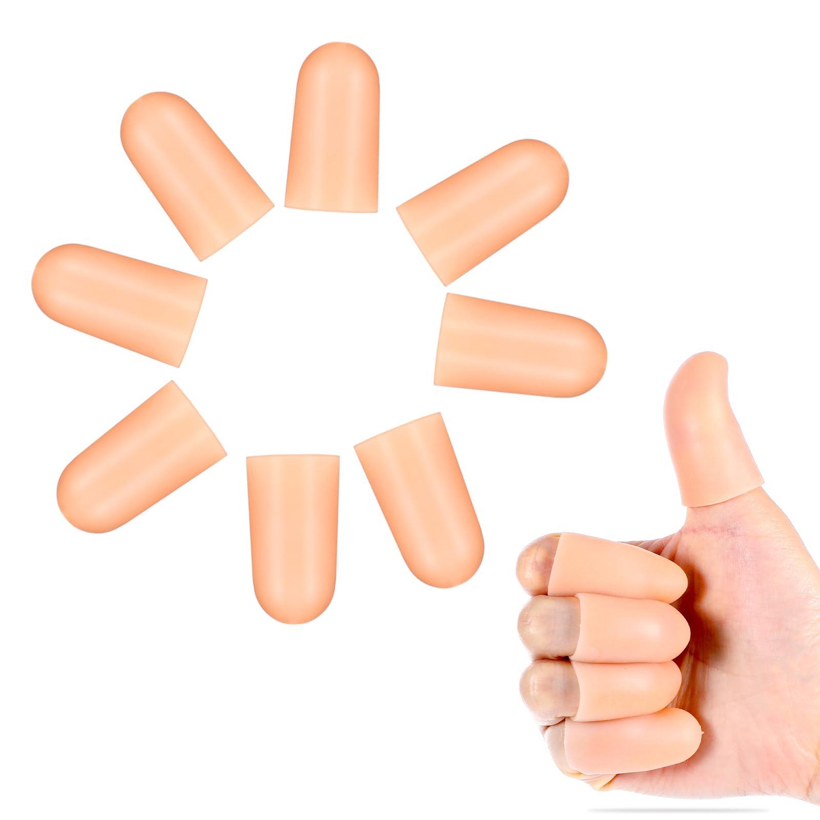 Qianyu Qianyu 8 PCS Gel Finger Protectors Skin Color Fingertip Bandages Covers Support Waterproof Finger Sleeves Cots Reusable Elastic Tips Guards Pain Relief for Cut Thumb Cracking Biting