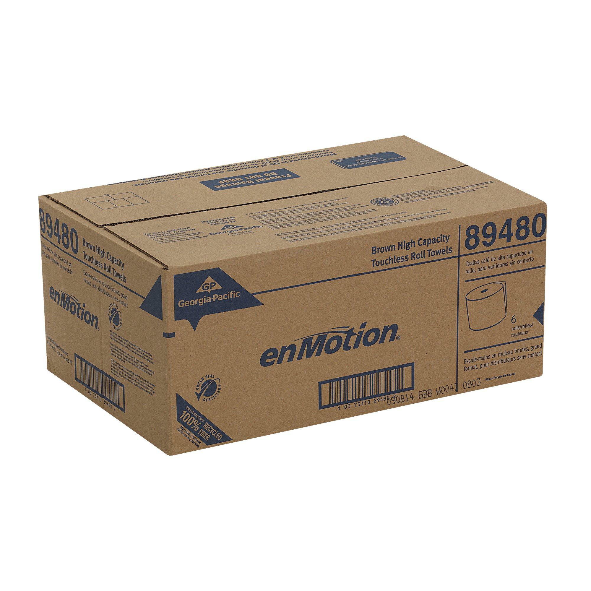 Georgia-Pacific Georgia-Pacific enMotion 894-80-1 800' Length x 10" Width, High Capacity Touchless Roll Towel, Brown (1 Roll of 800')