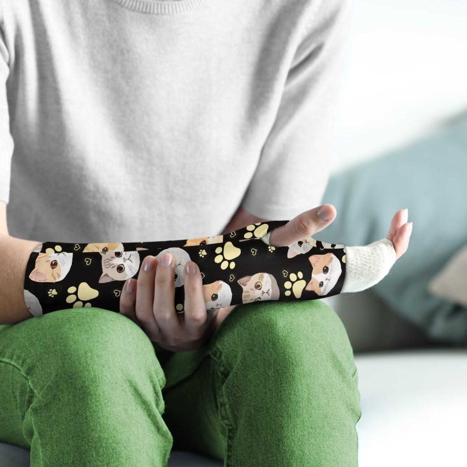 Gomyblomy Gomyblomy Funny Cats Arm Cast Cover Paw Print Arm Cast Protector for Bath Shower Breathable Washable Arm Cast Sleeve for Adults Kids